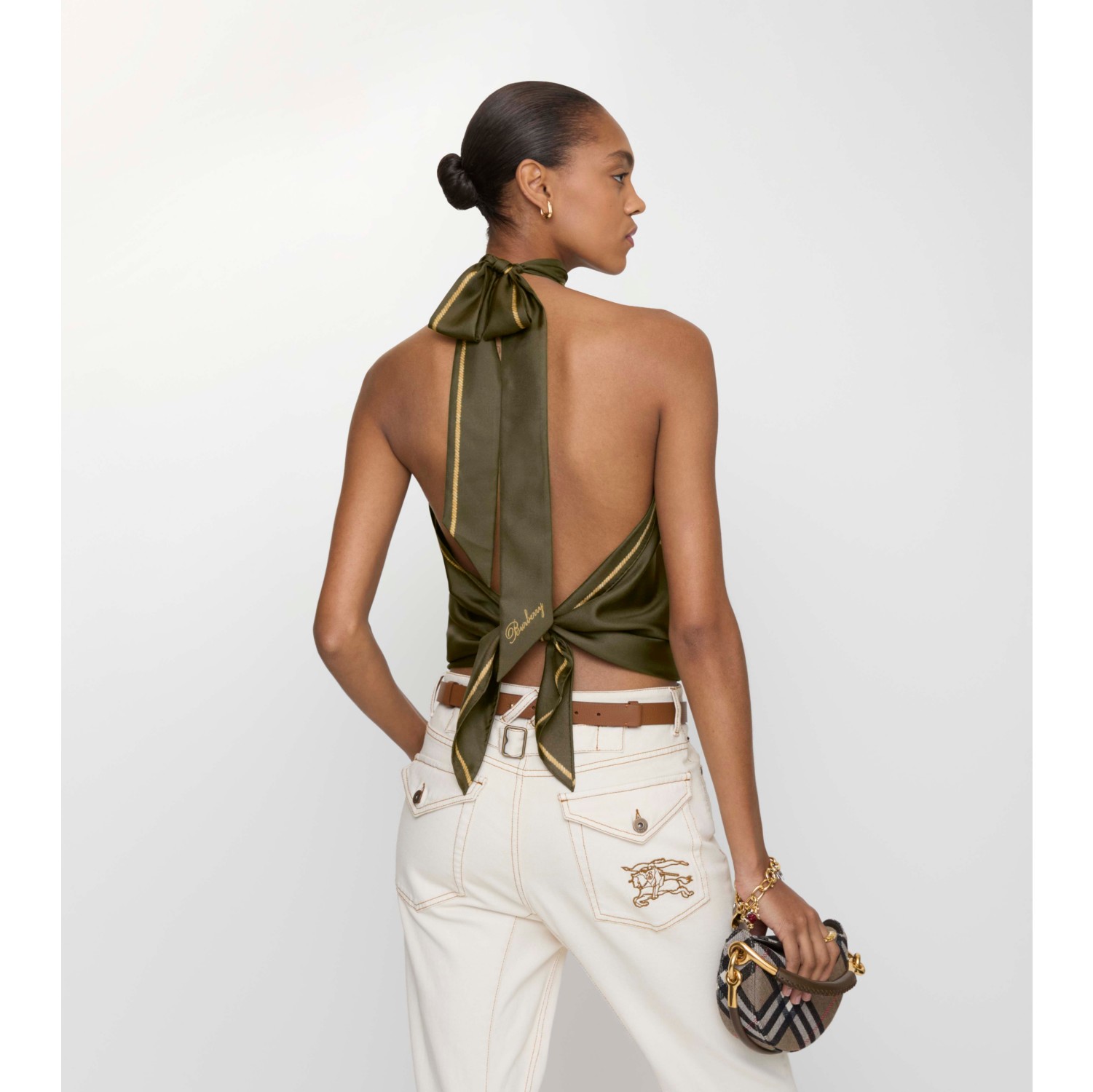 B Crest Silk Scarf Top in Marsh green | Burberry® Official