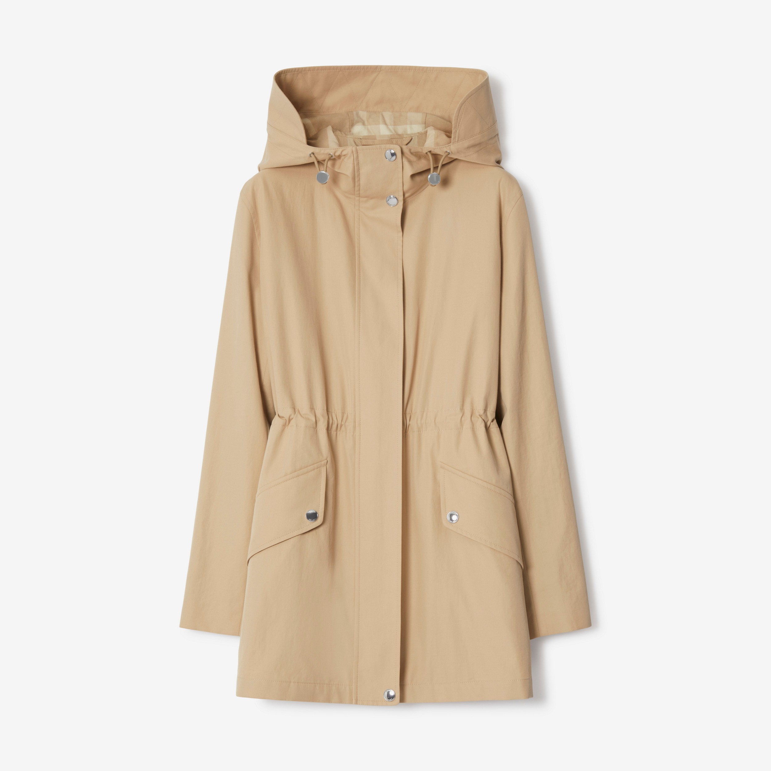 Tropical Gabardine Hooded Parka in Soft Fawn - Women | Burberry® Official - 1