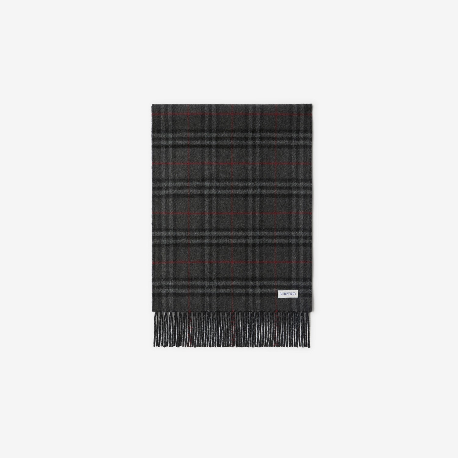 双面两用格纹羊绒围巾 (炭灰色 / 黑色) | Burberry® 博柏利官网