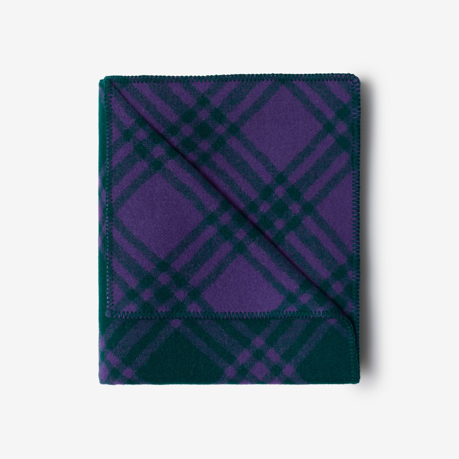 格纹羊毛毯 (藤蔓绿 / 皇室紫) | Burberry® 博柏利官网