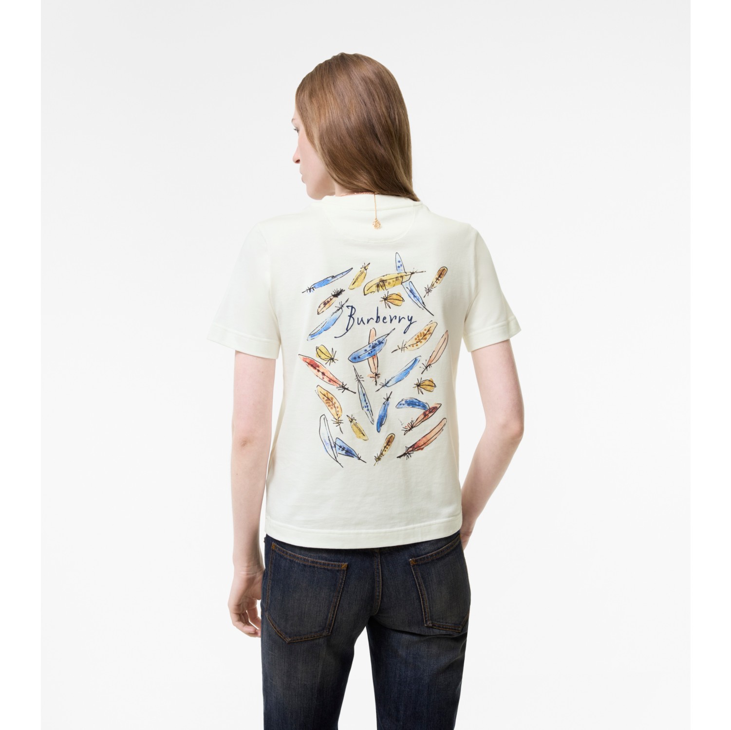 Feather Print Cotton T-shirt