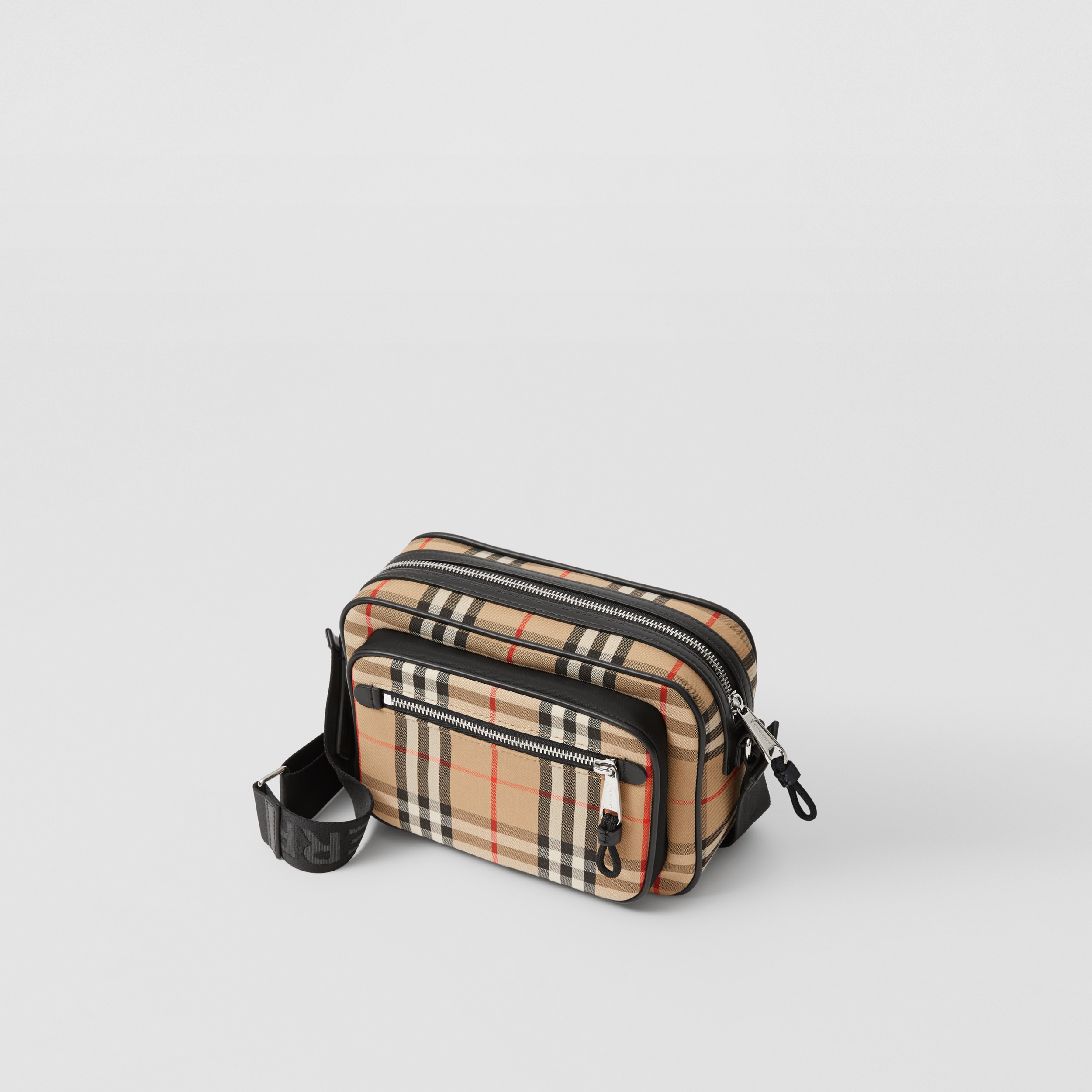 Vintage Check and Leather Crossbody Bag in Archive Beige - Men | Burberry® Official - 4