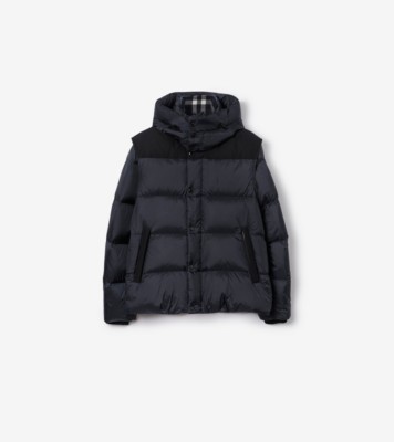 Detachable Sleeve Nylon Puffer Jacket in Navy - Men | Burberry