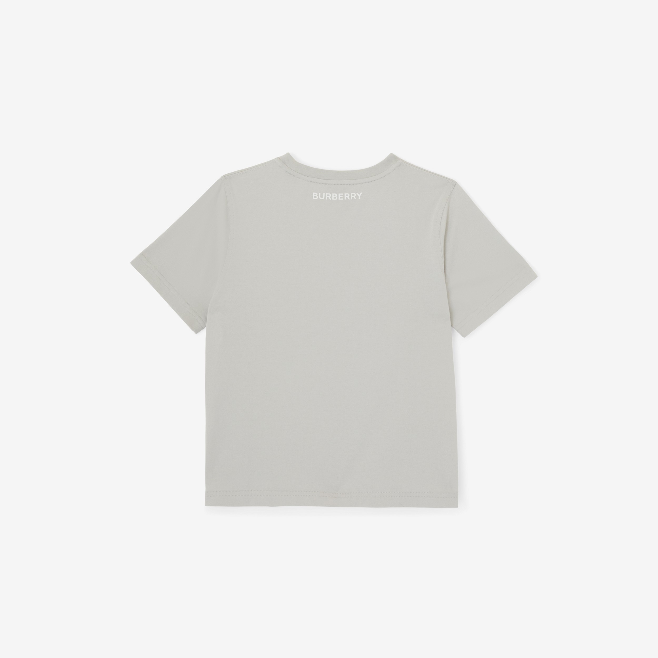 Check Panel Cotton T-shirt in Soft Silver Grey | Burberry® Official - 2