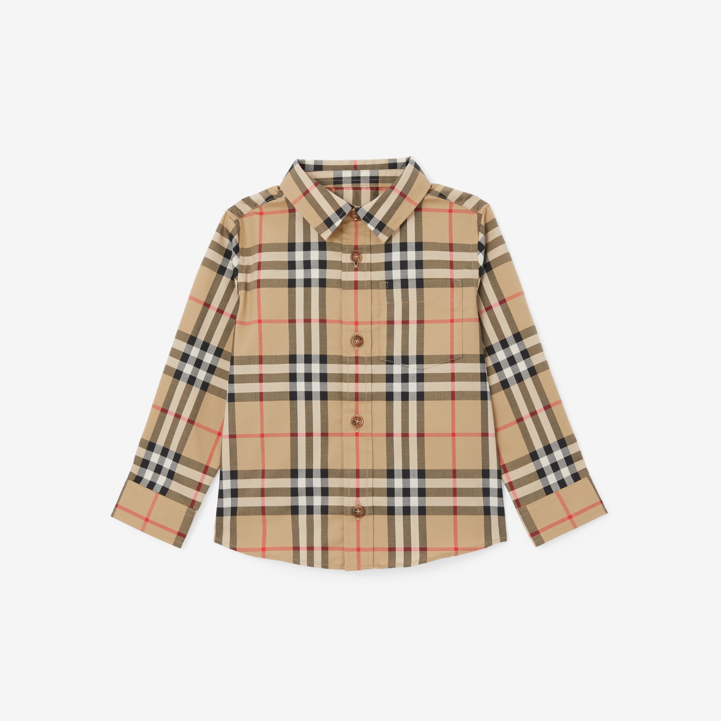 Vintage Check Stretch Cotton Shirt in Archive Beige - Children | Burberry® Official - 1