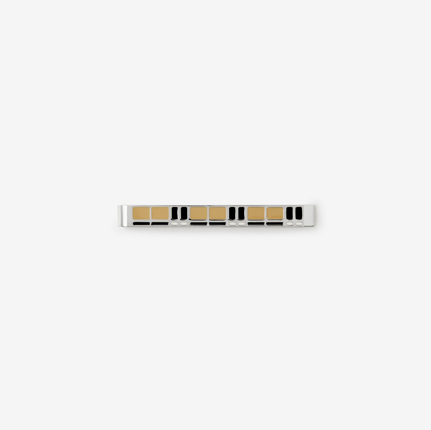 Check Detail Palladium-plated Tie Bar in Archive Beige - Men | Burberry® Official
