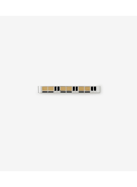 Burberry Enamel And Steel Tie Bar Black