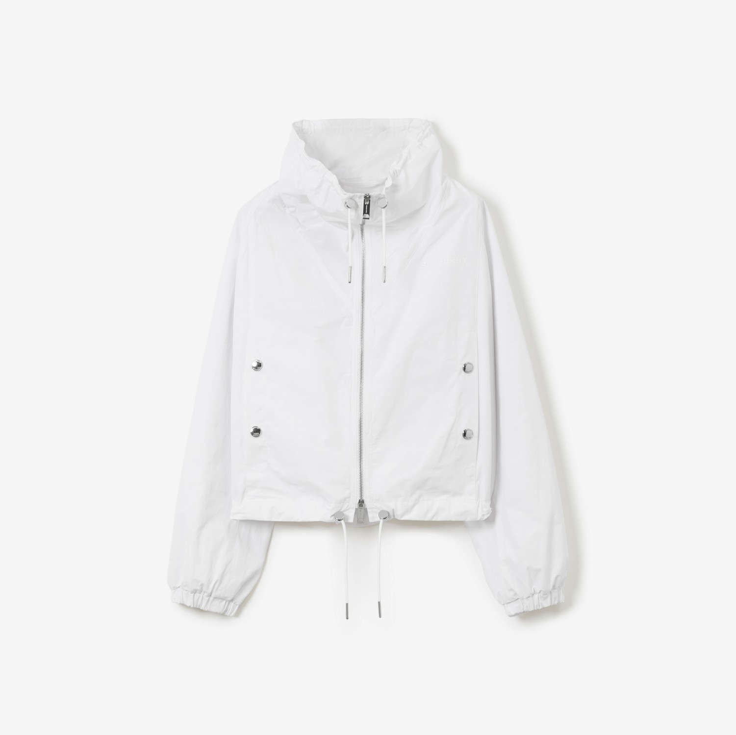 Logo Print Cotton Blend Oversized Jacket in Optic White - Women | Burberry® Official