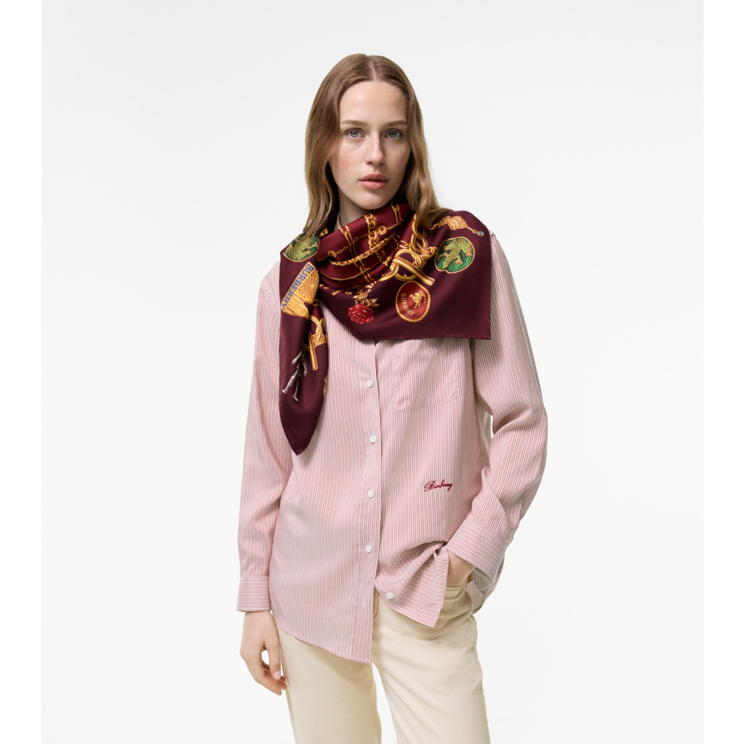 Check Charm Silk Scarf