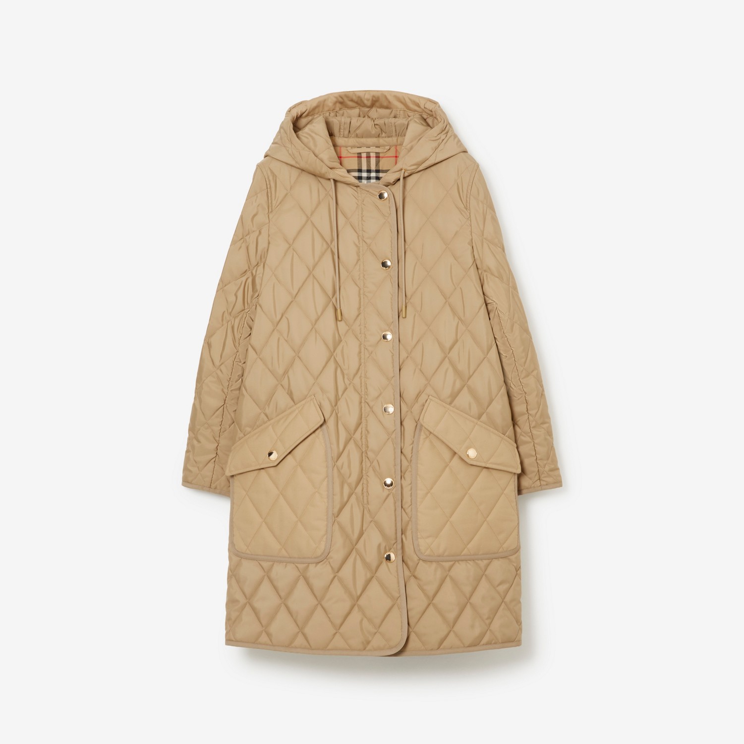 Diamond Quilted Thermoregulated Hooded Coat in Archive Beige - Women | Burberry® Official