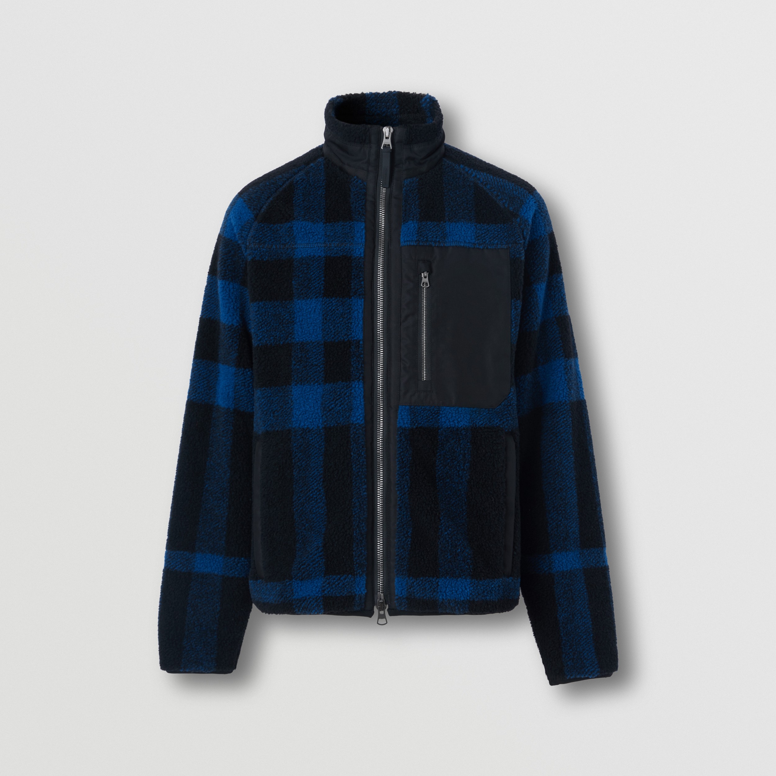 Exploded Check Fleece Funnel Neck Jacket in Deep Royal Blue - Men | Burberry® Official - 4