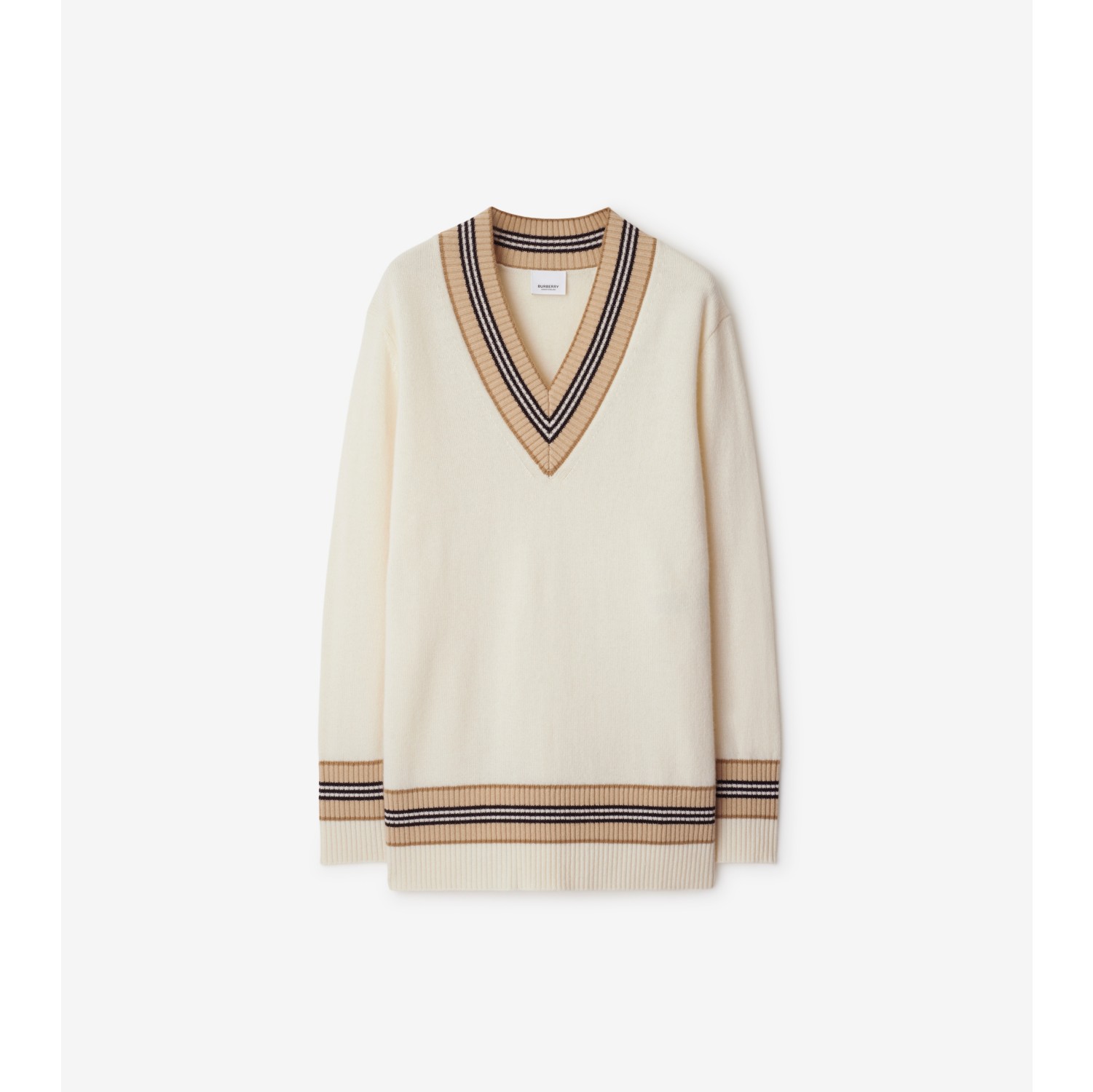 Icon Stripe Cashmere Sweater in Vanilla Women Burberry Official