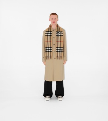 Check Cashmere Scarf in Archive beige Burberry Official