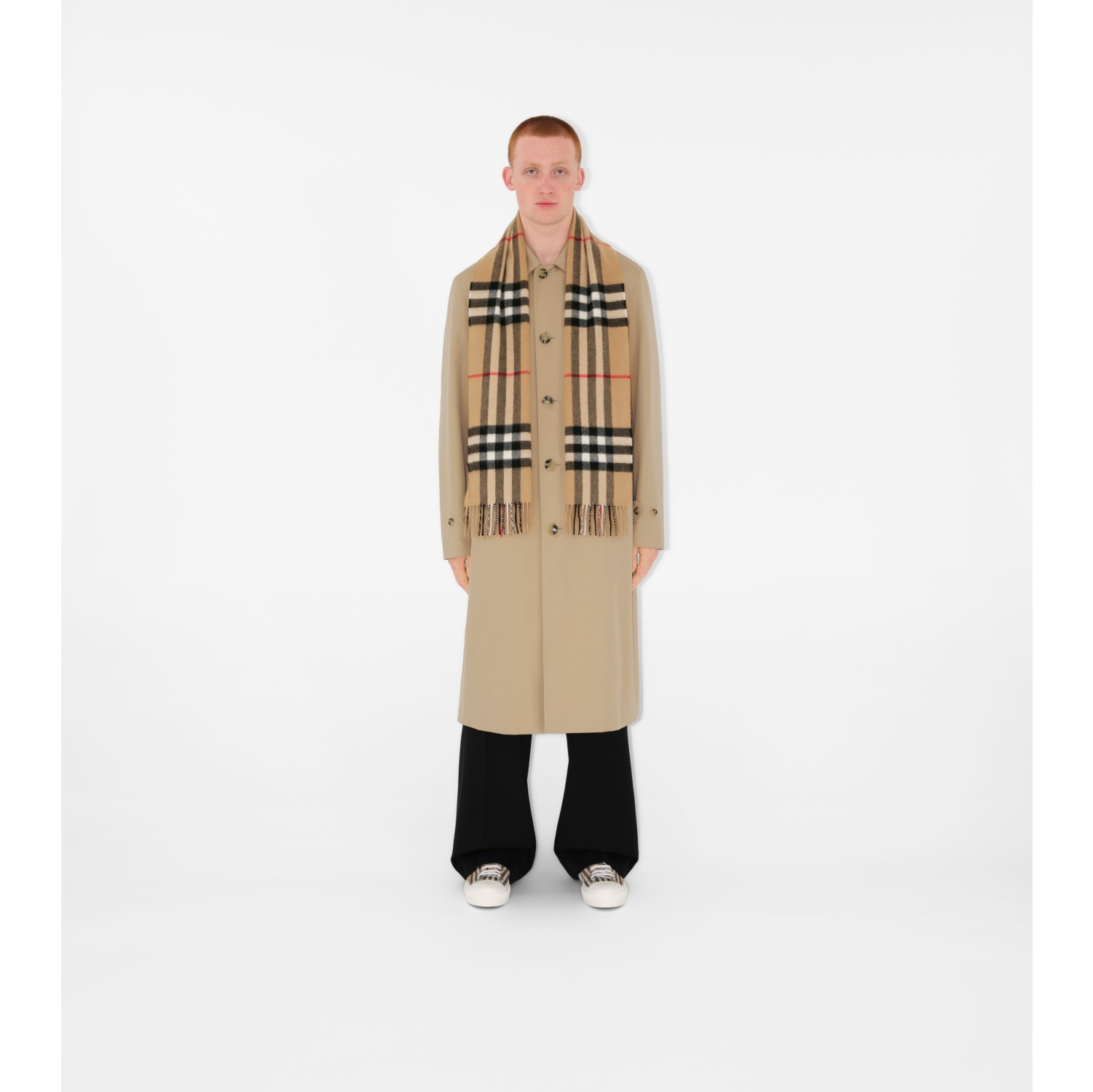 Check Cashmere Scarf in Archive beige Burberry Official