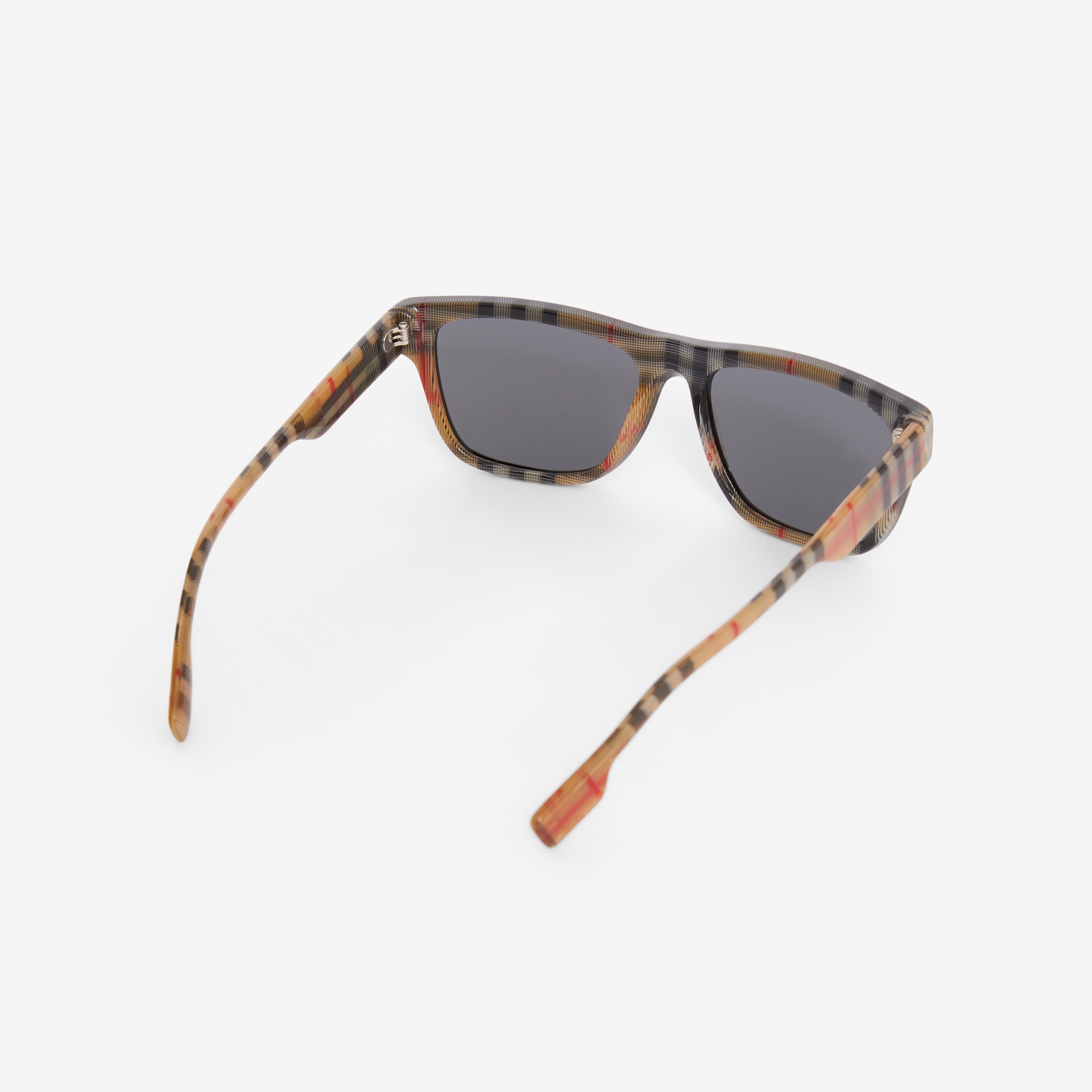 Vintage Check Detail Square Frame Sunglasses in Black/beige | Burberry ...