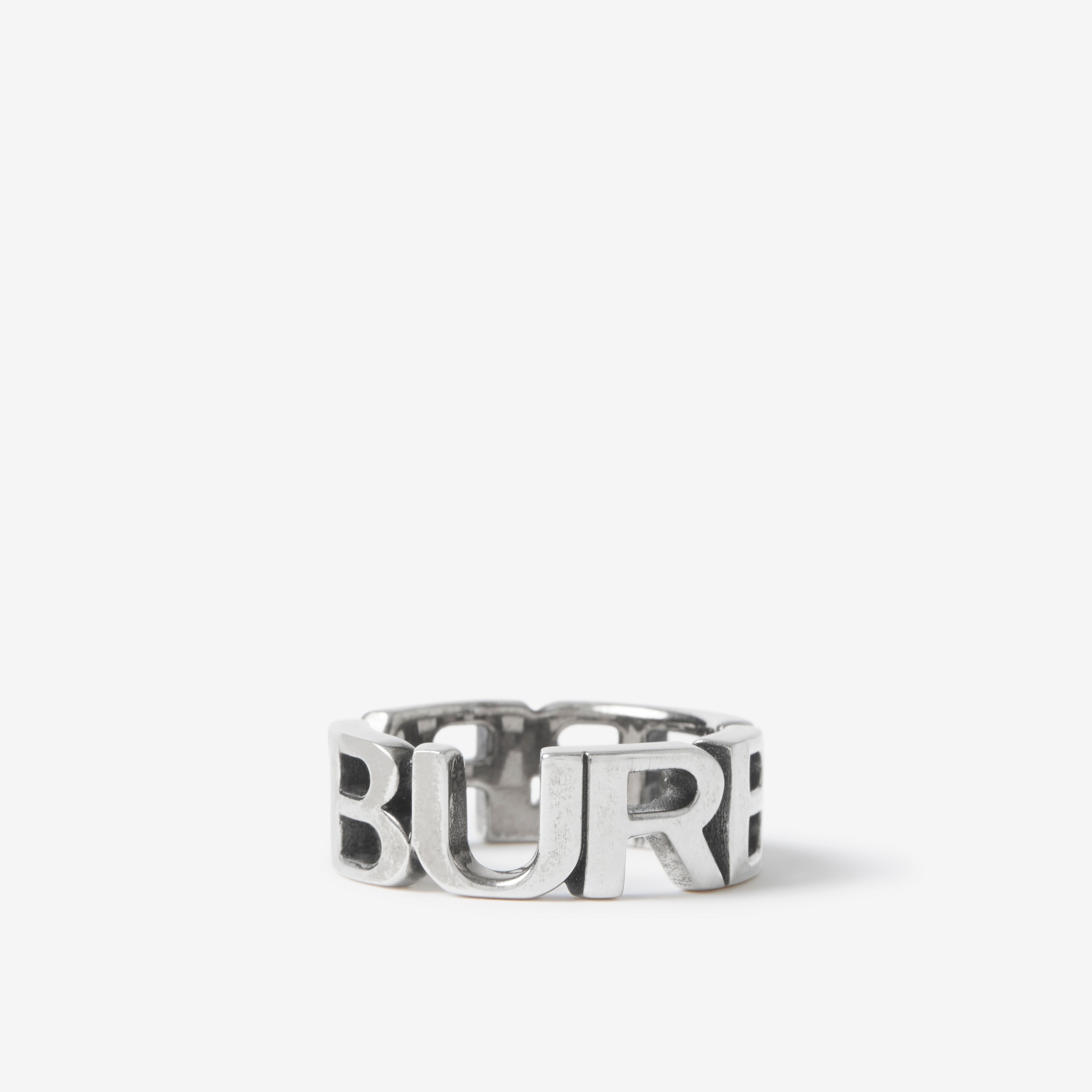 Palladium-plated Logo Ring in Vintage Steel - Men | Burberry® Official - 1
