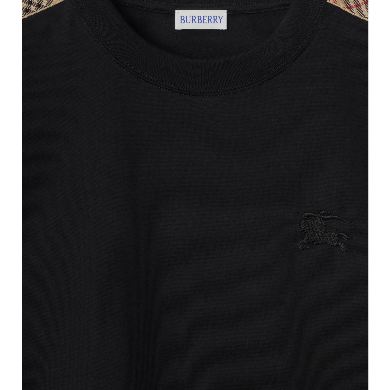 Check Trim Cotton T-shirt