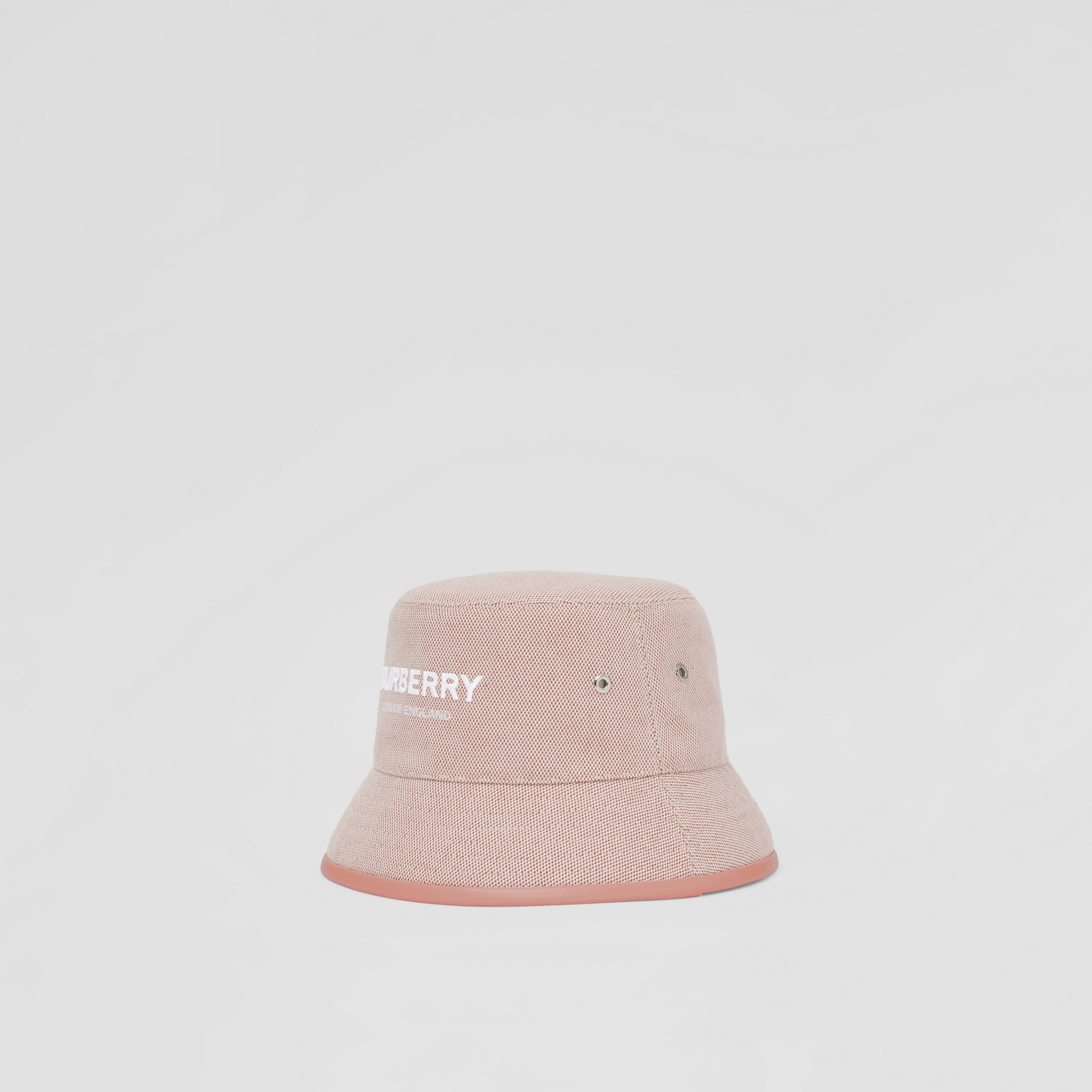 Embroidered Logo Cotton Canvas Bucket Hat in Red/ecru | Burberry® Official - 4