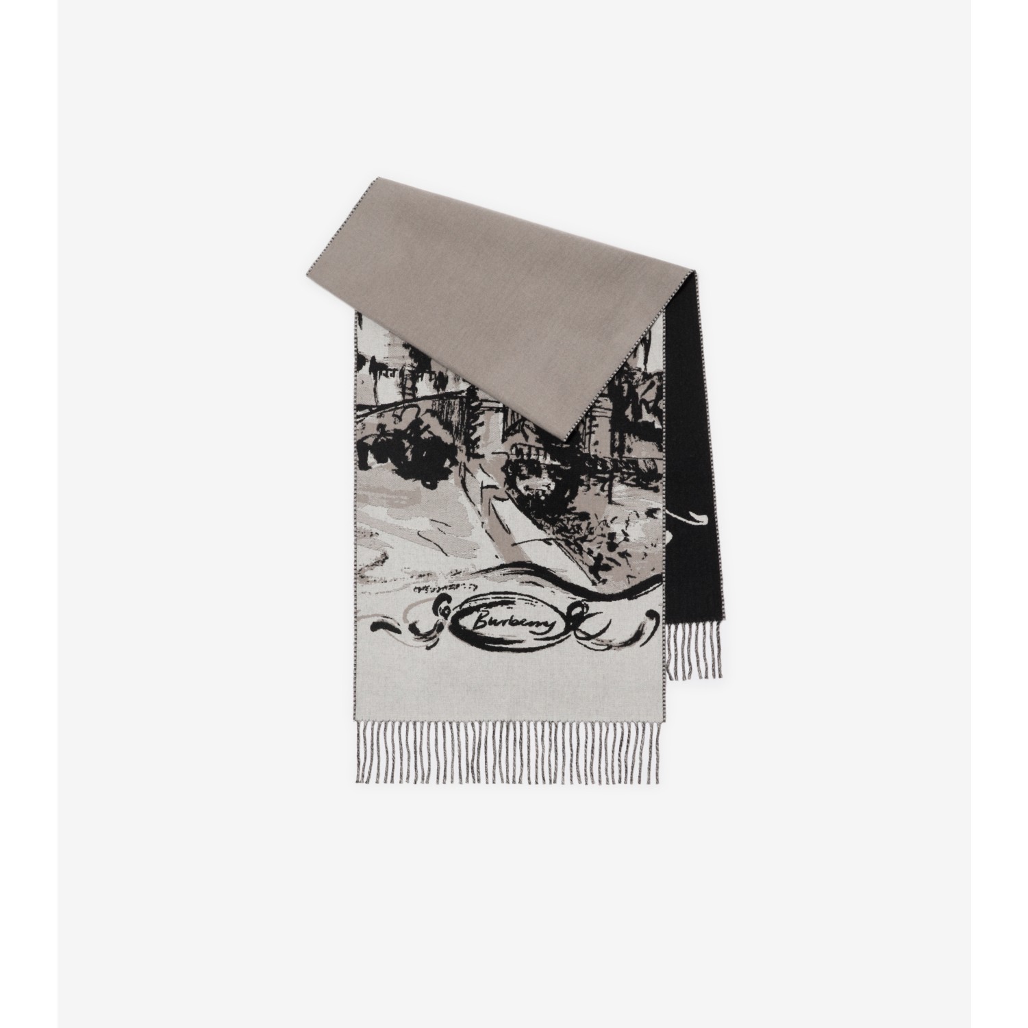 Castle Cashmere Scarf in Monochrome | Burberry® Official