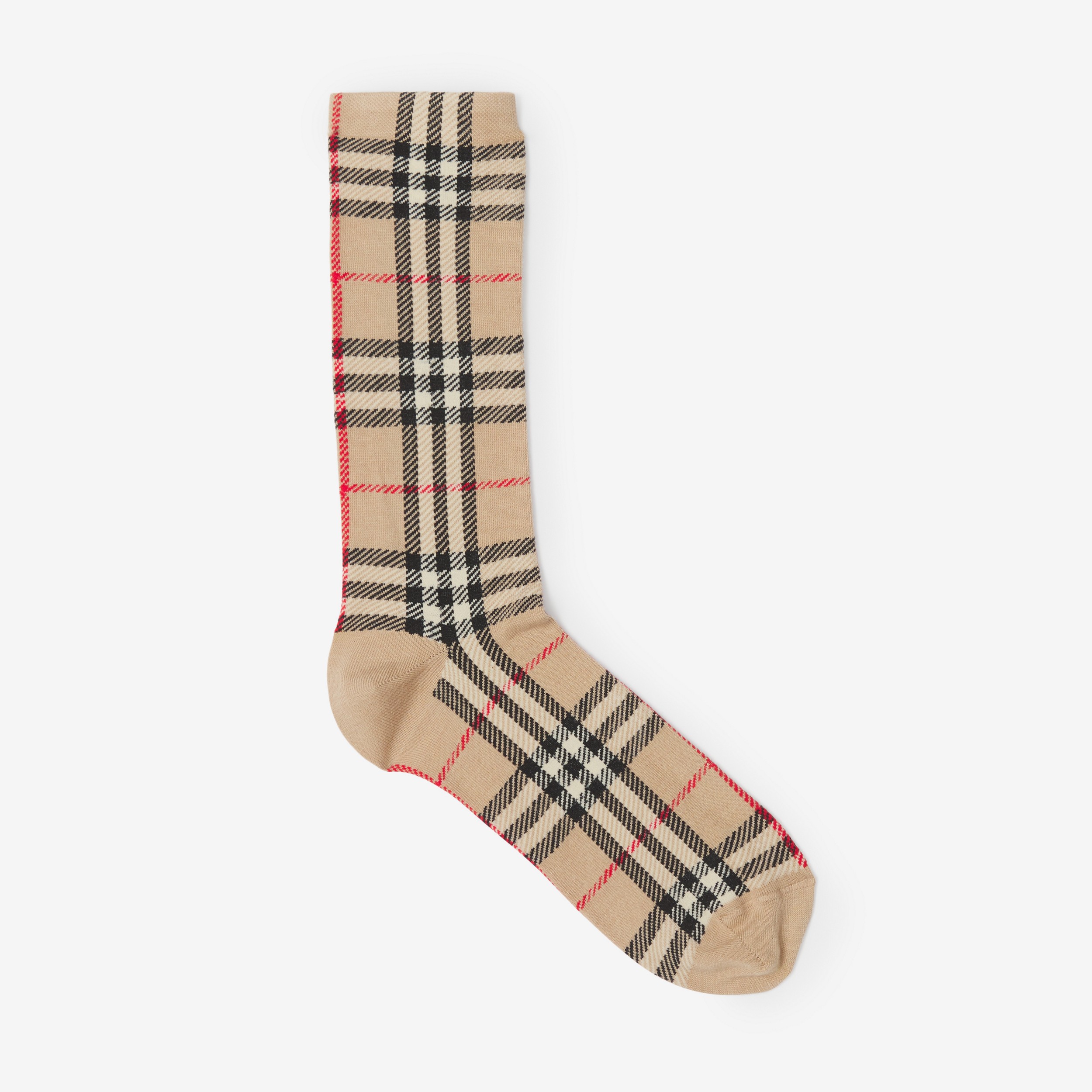 Socken aus Baumwolle und Kaschmir mit Vintage Check-Muster (Vintage-beige) | Burberry® - 1