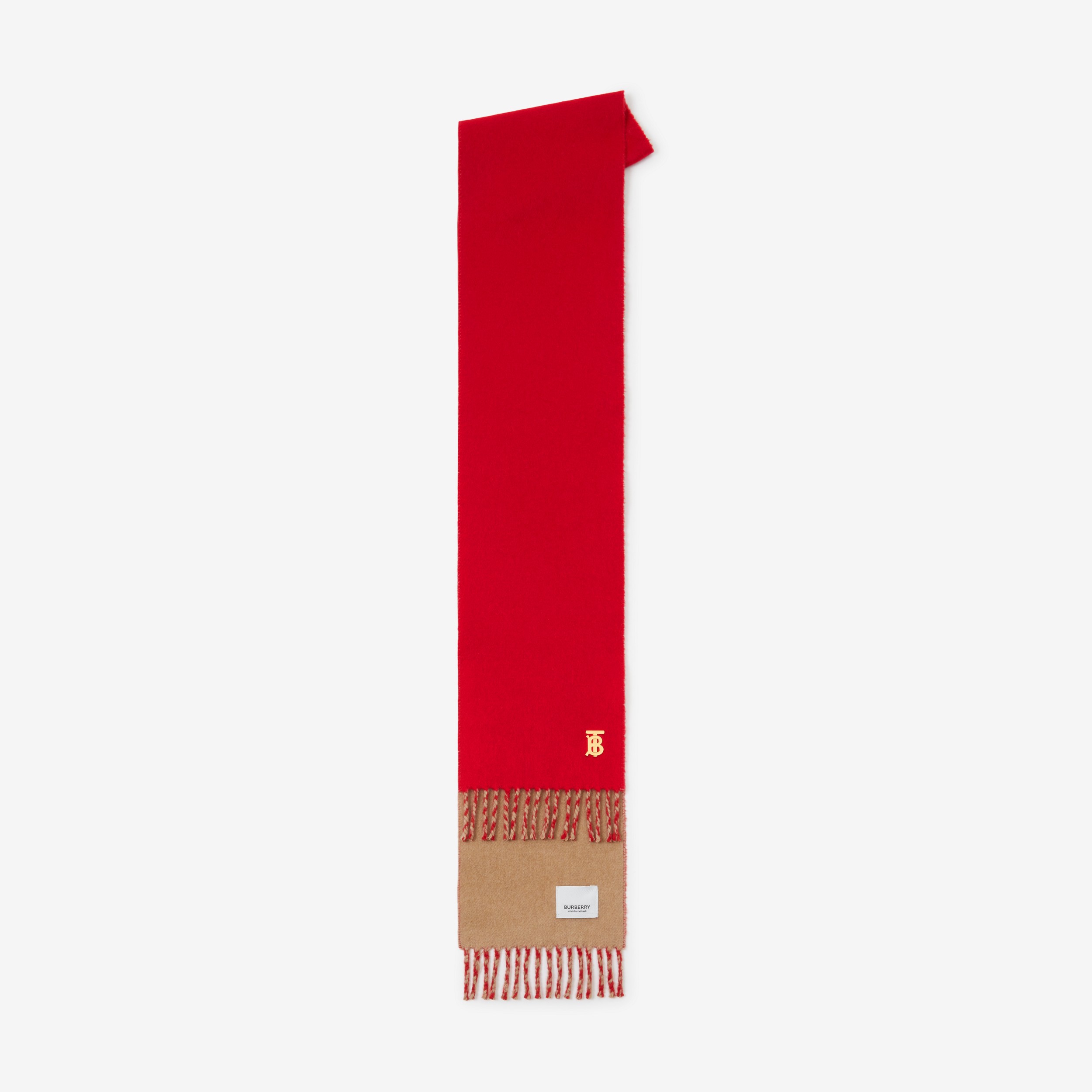 Monogram Motif Cashmere Reversible Scarf in Bright Red/camel | Burberry® Official - 2