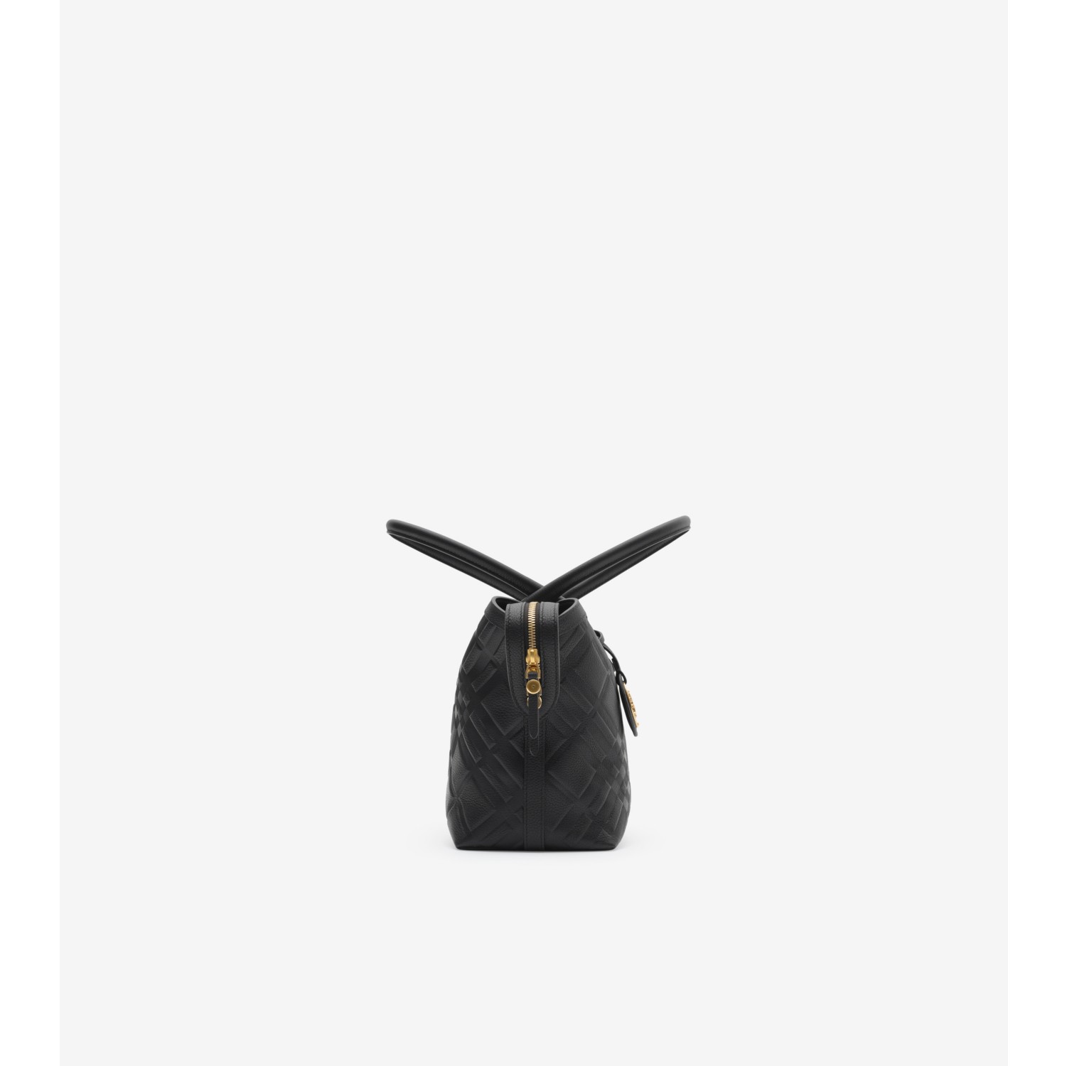 Small Embossed Check Zip Tote