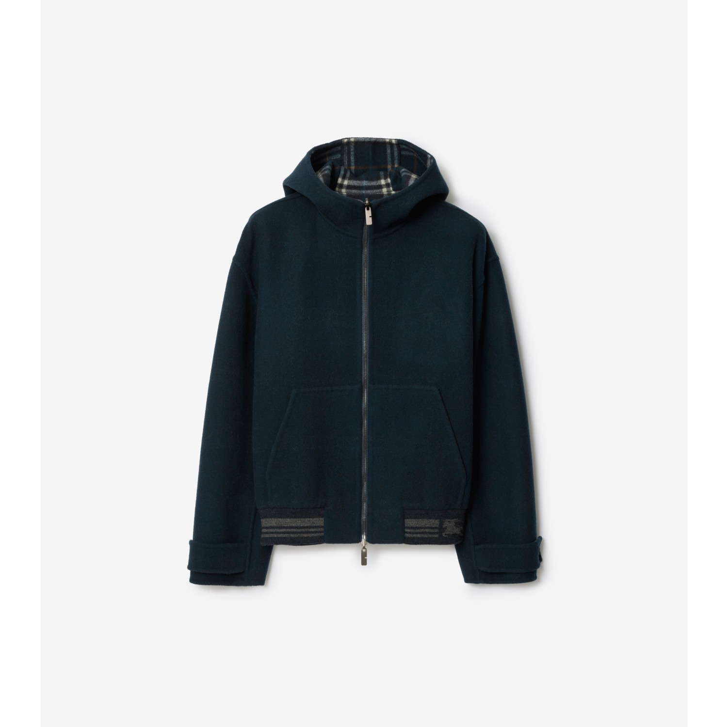 Reversible Wool Hooded Jacket in Pilot blue - Men | Burberry® Official