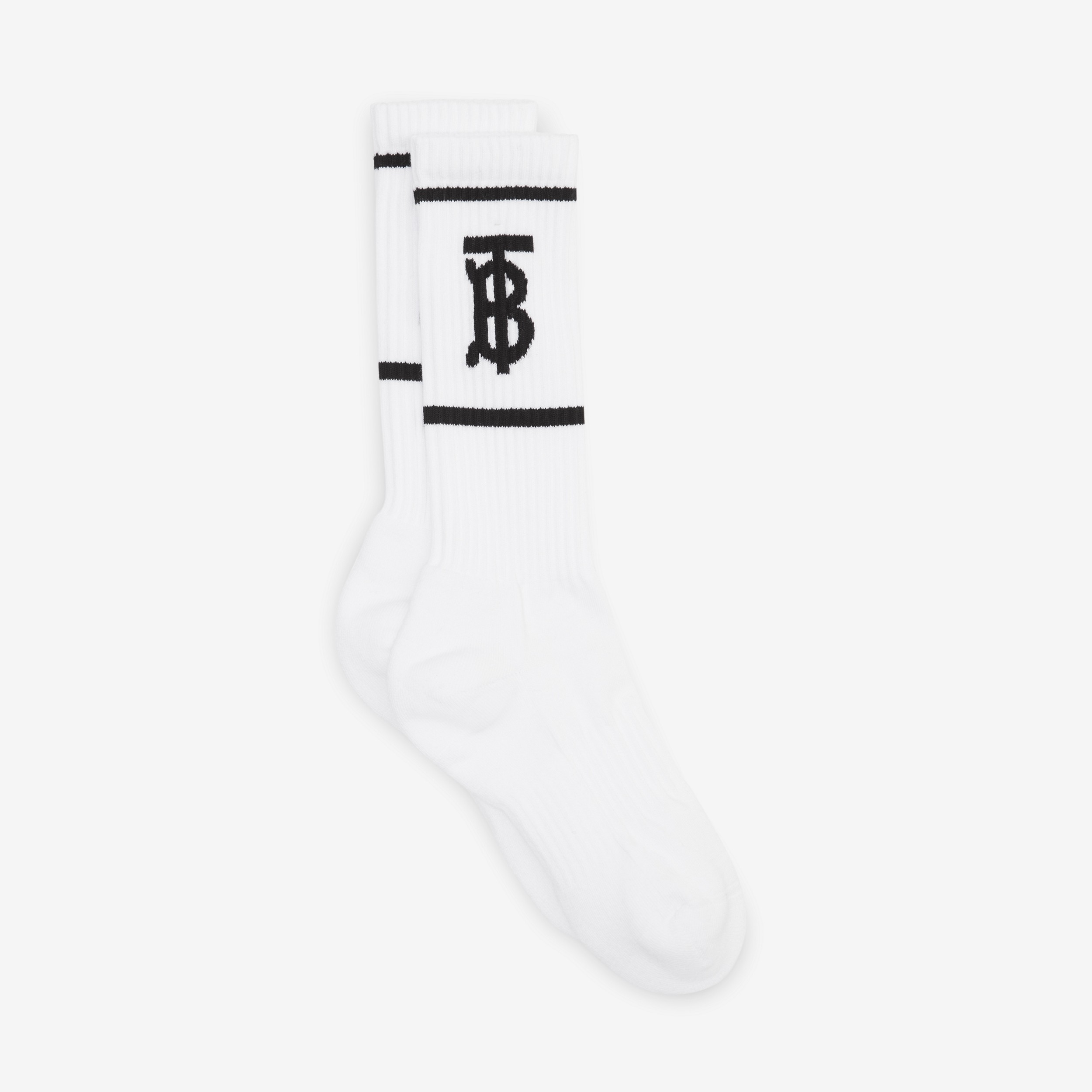 Monogram Motif Intarsia Cotton Blend Socks in White | Burberry® Official - 2