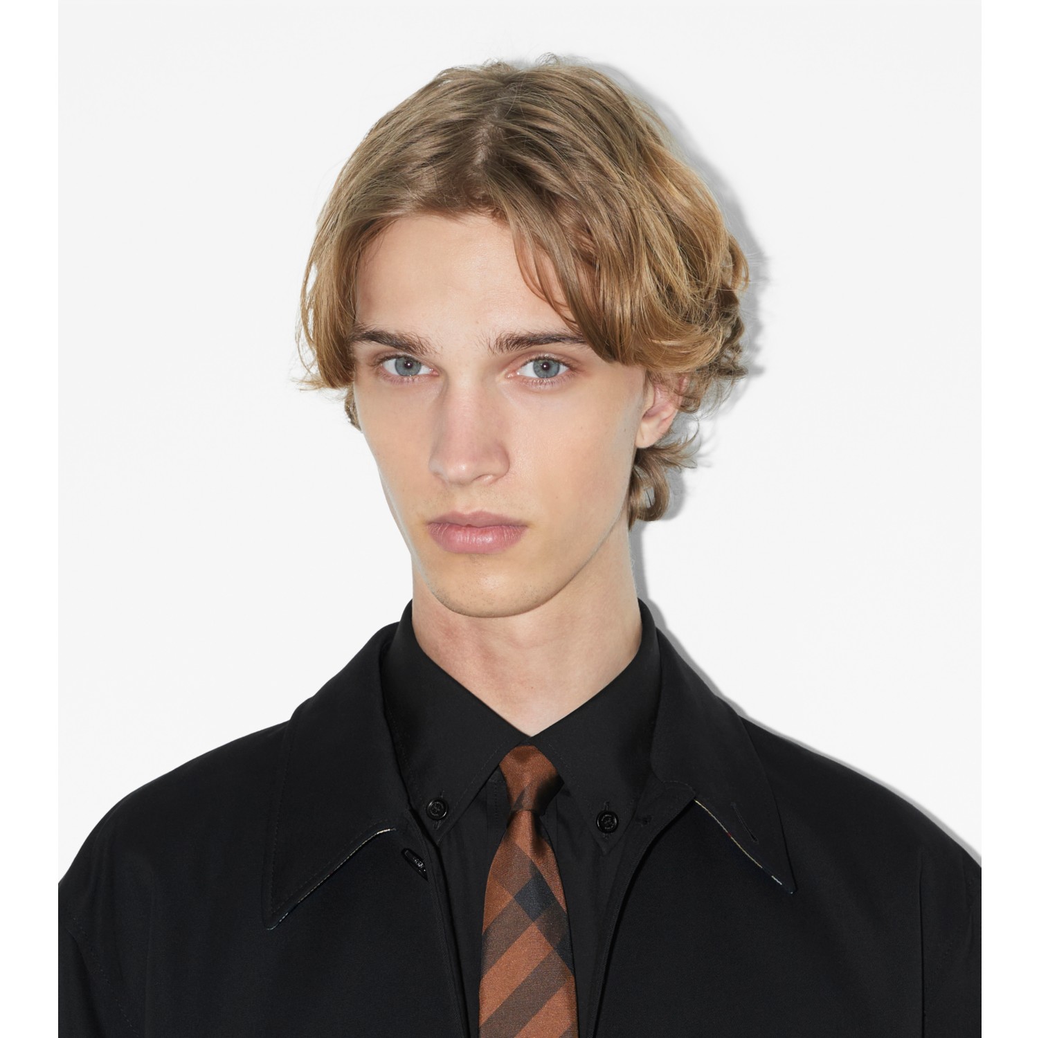 Check Silk Tie in Dark birch brown - Men | Burberry® Official
