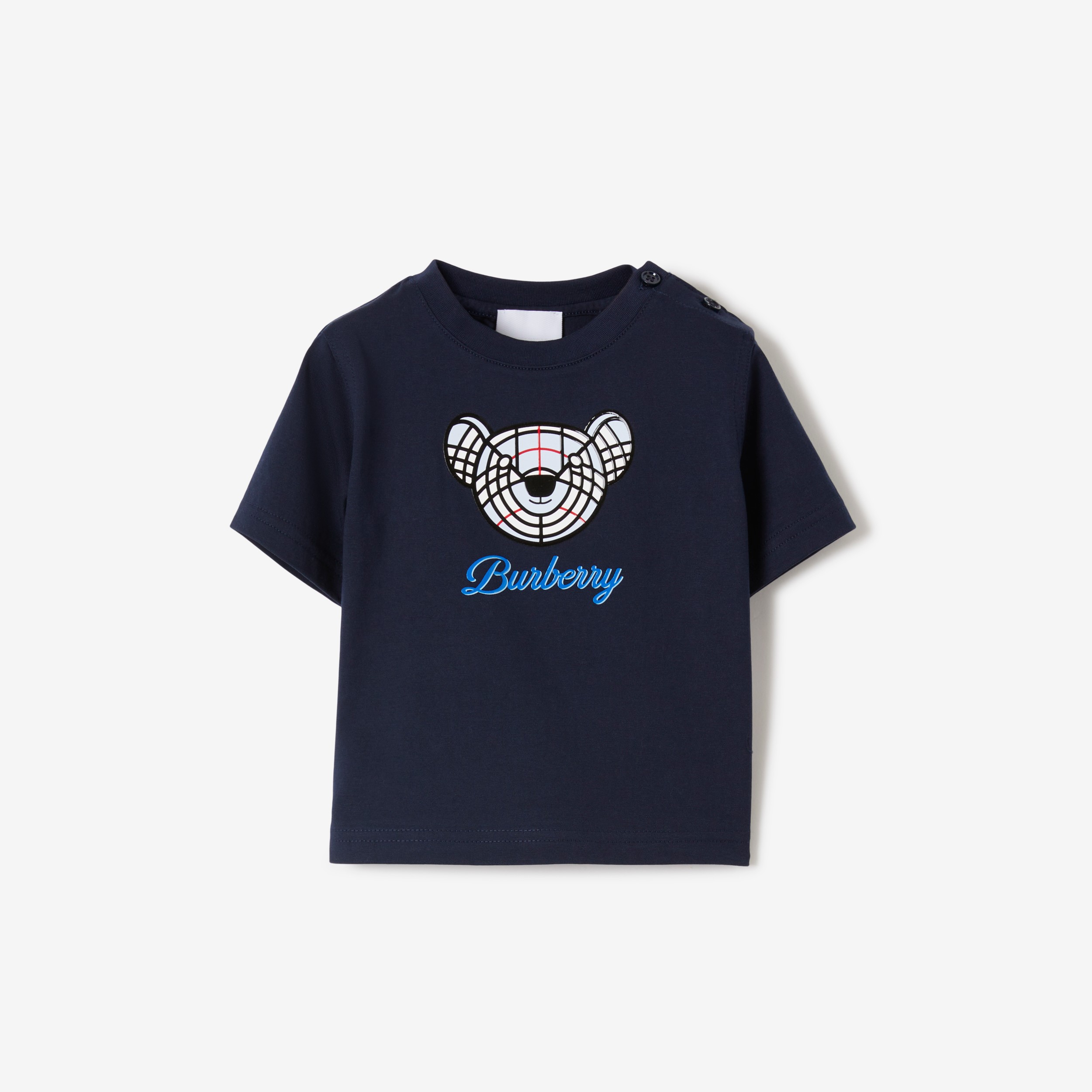 Thomas Bear Motif Cotton T-shirt in Deep Charcoal Blue - Children