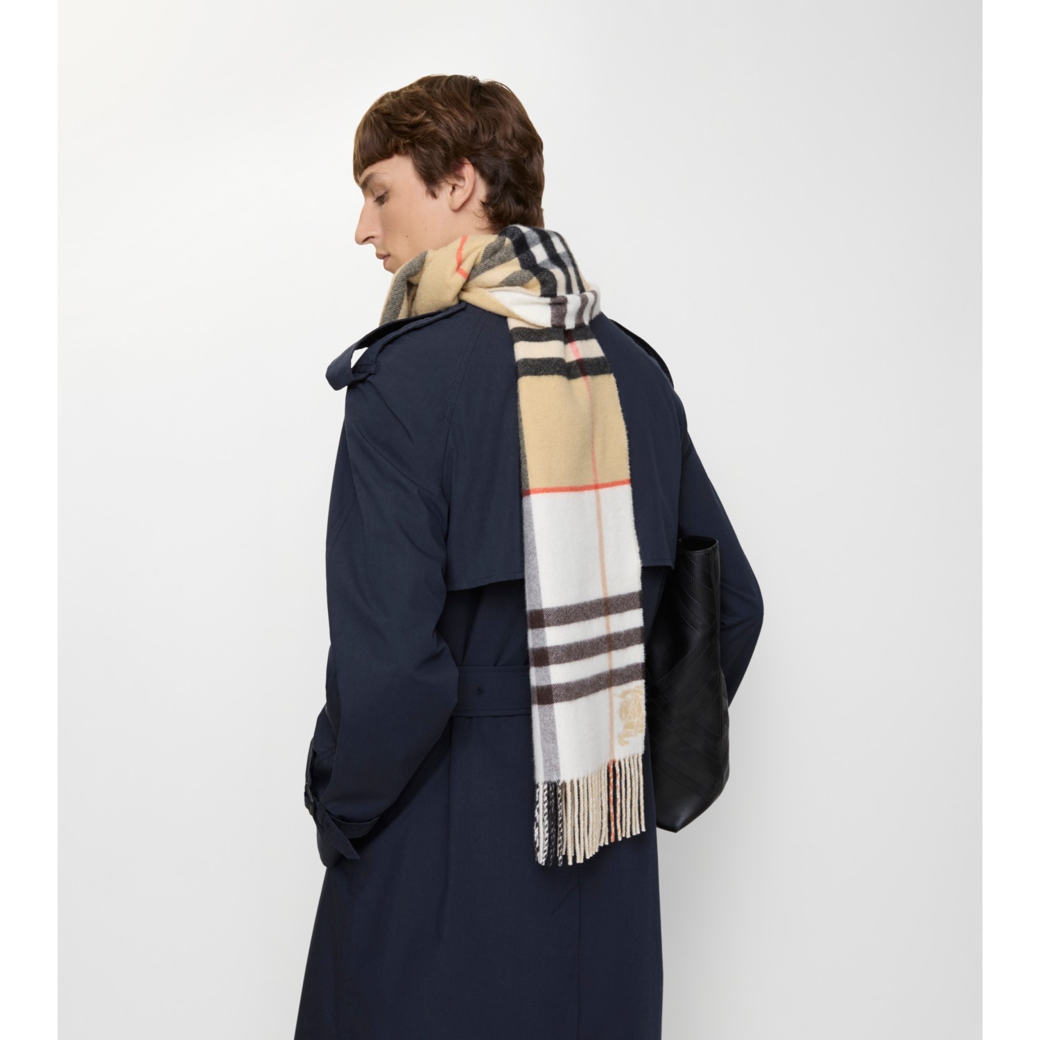 Contrast Check Cashmere Scarf - thumbnail 7
