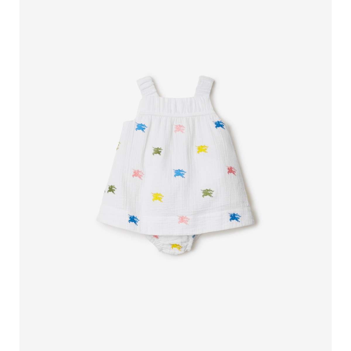 Shop Burberry Childrens Ekd Cotton Dress With Bloomers In Multicolour