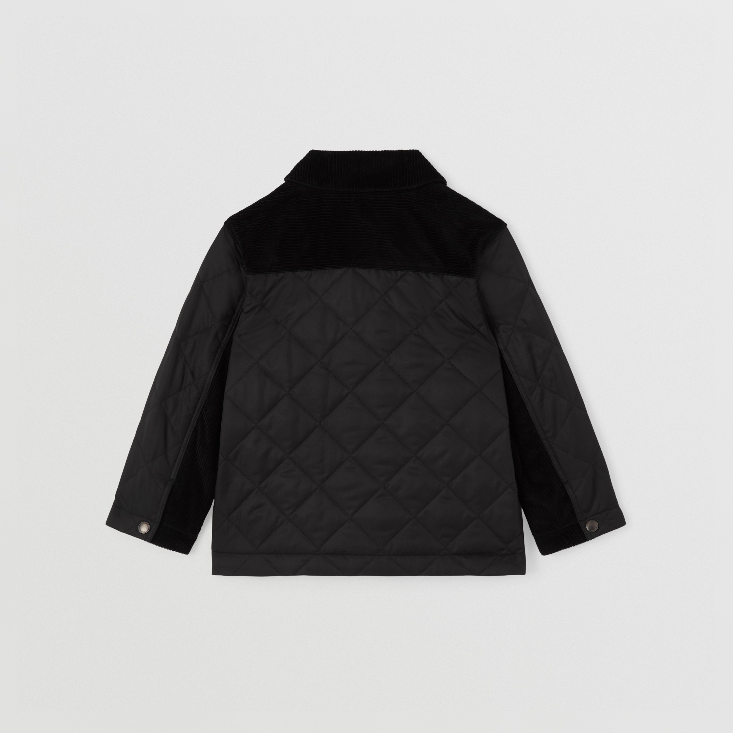 Corduroy Detail Diamond Quilted Jacket in Black | Burberry® Official - 4