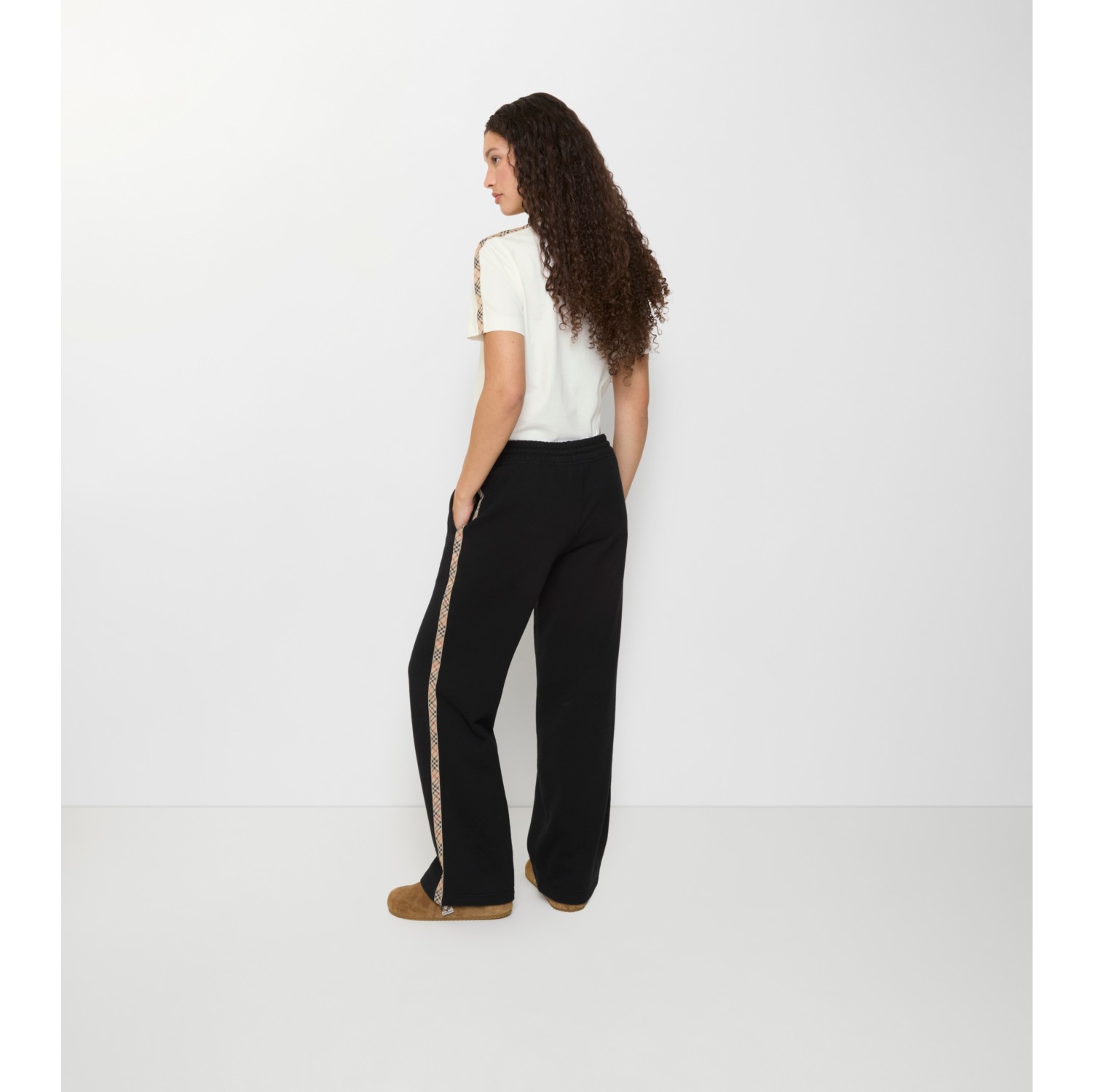 Check Trim Cotton Track Pants