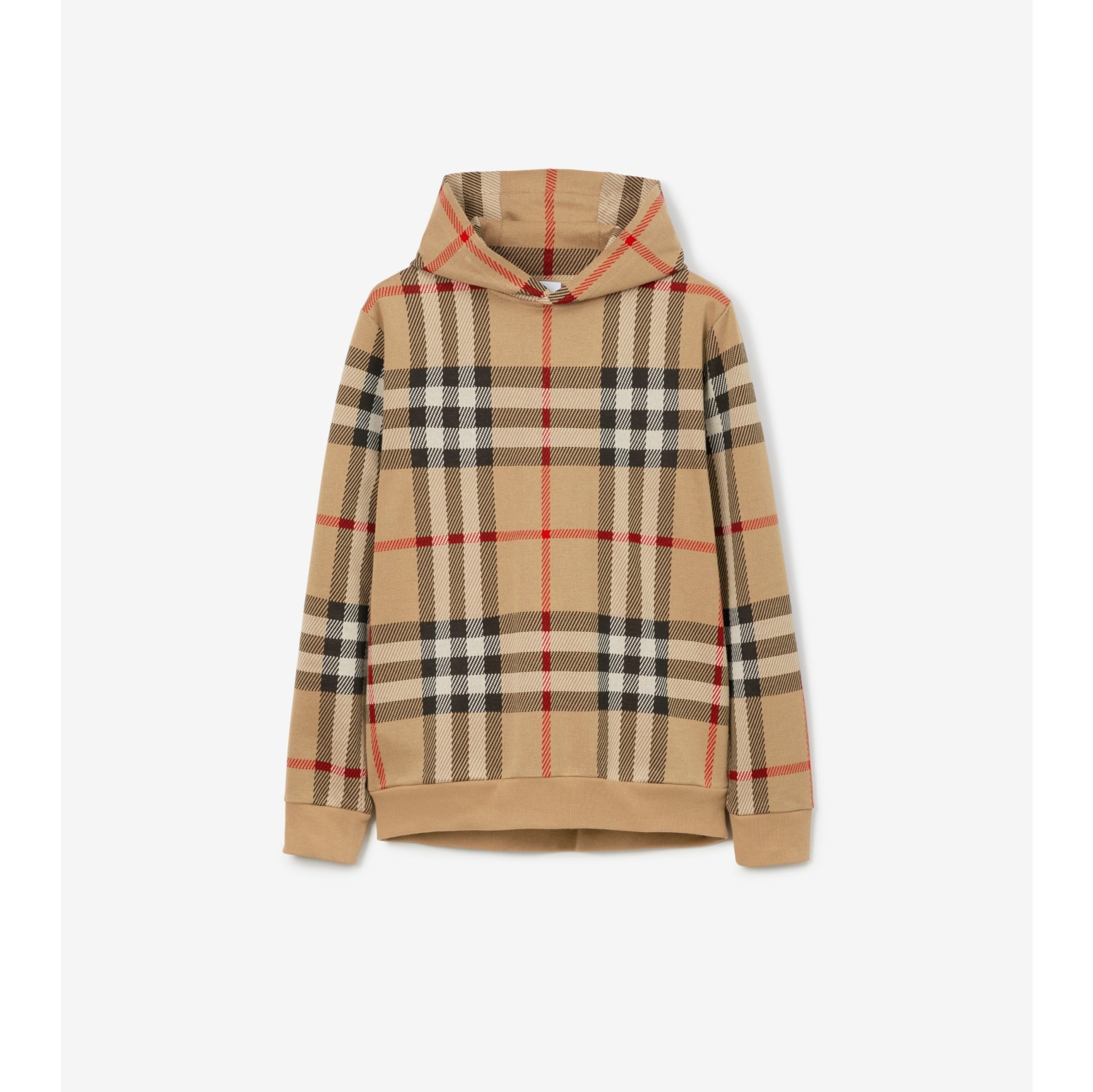 Check Cotton Hoodie in Archive beige Men Burberry Official