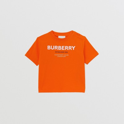 Horseferry Print Cotton T-shirt in Light Coral Orange - Children | Burberry®  Official