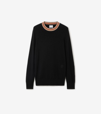 Stripe Collar Cashmere Sweater in Black - Women | Burberry® Official