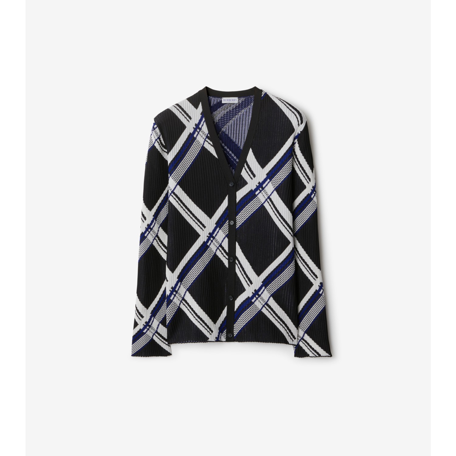 Check Silk Cardigan in Black - Women | Burberry® Official
