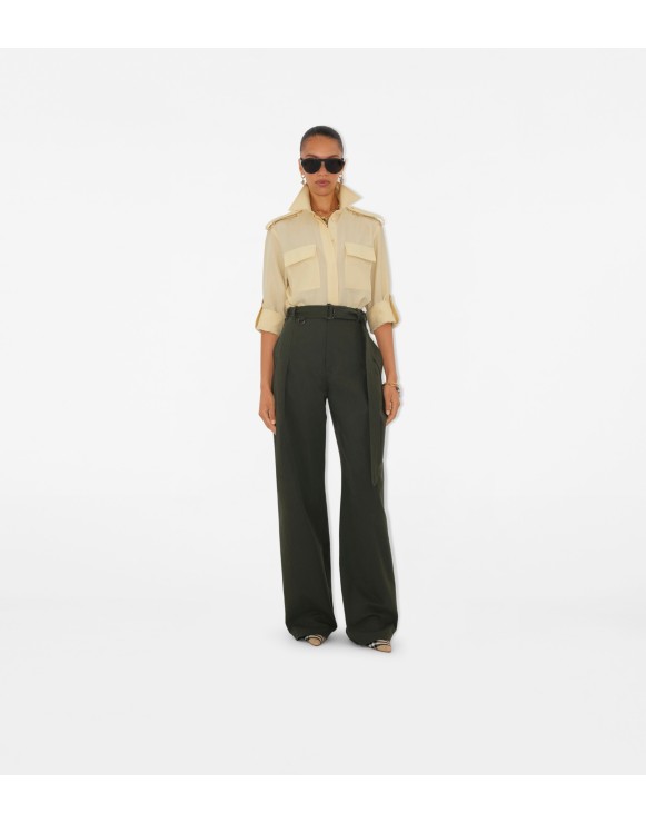 Gabardine Belted Trousers