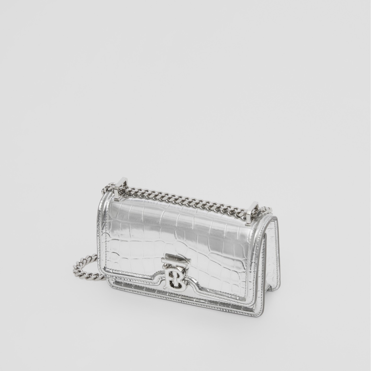 Mini TB Bag in Silver - Women, Leather | Burberry® Official