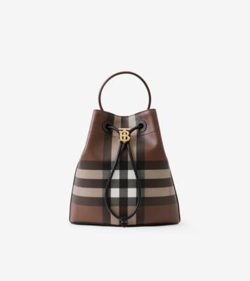 Burberry Small Check Bucket Bag in Natural