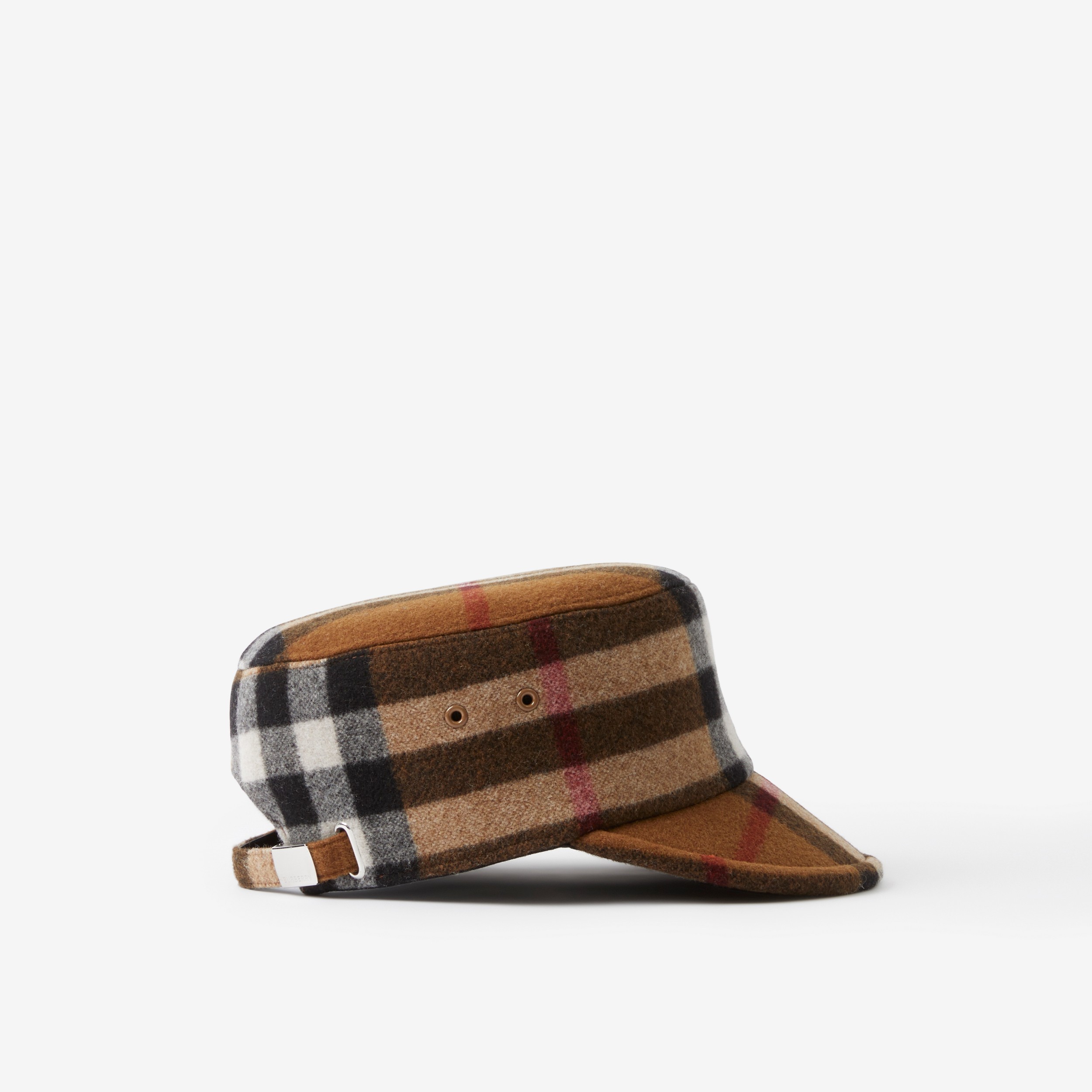 Check Technical Wool Cap in Dark Birch Brown | Burberry® Official - 2