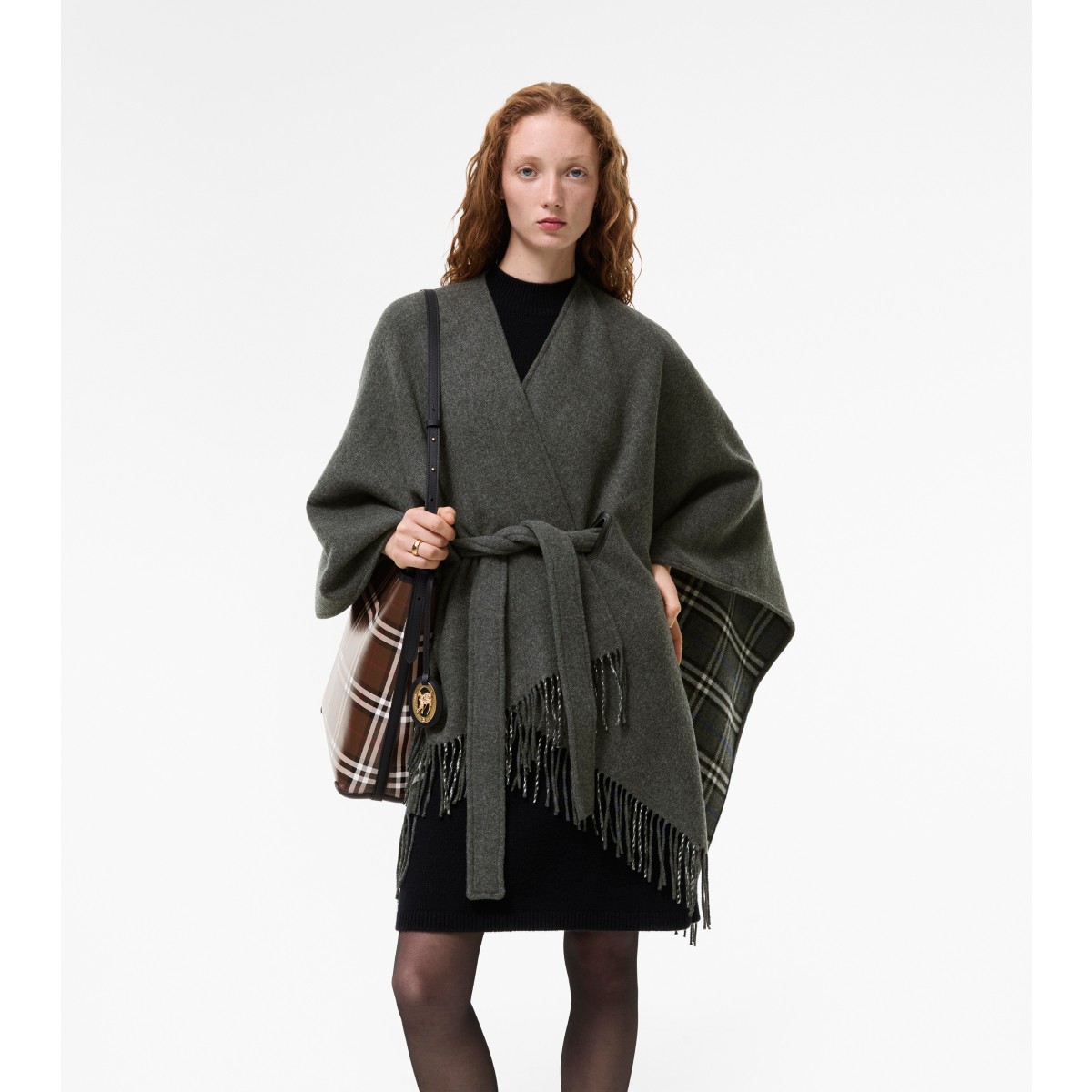  Check Wool Tay Cape