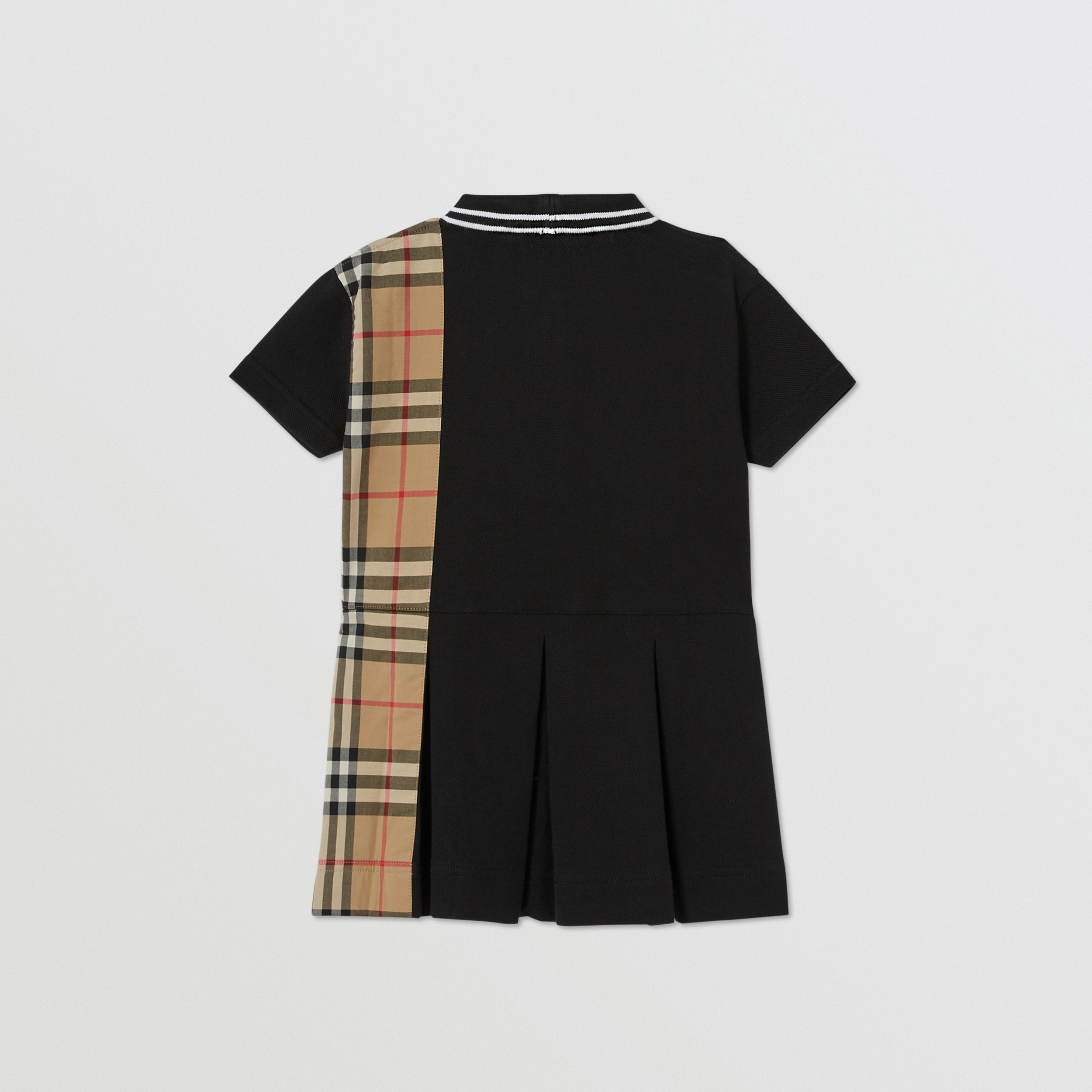 Vintage Check Panel Cotton Piqué Polo Shirt Dress in Black - Children | Burberry® Official - 4