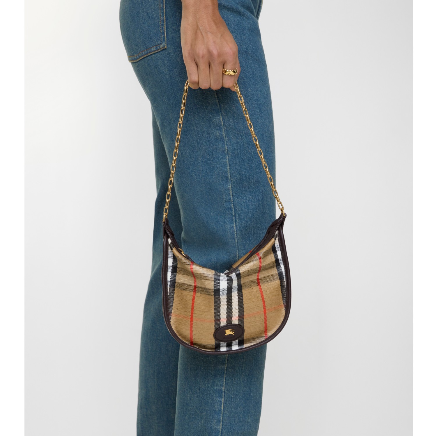 Mini Highlands Chain Bag in Sand beige - Women, Linen, Cotton | Burberry® Official