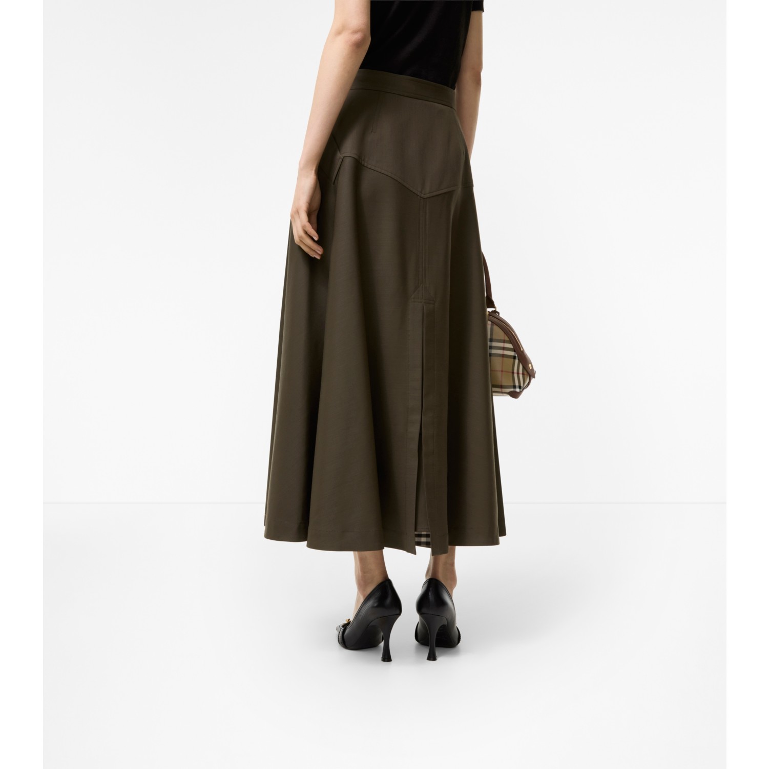 Wool Twill Midi Skirt in Bright caper - Women | Burberry® Official