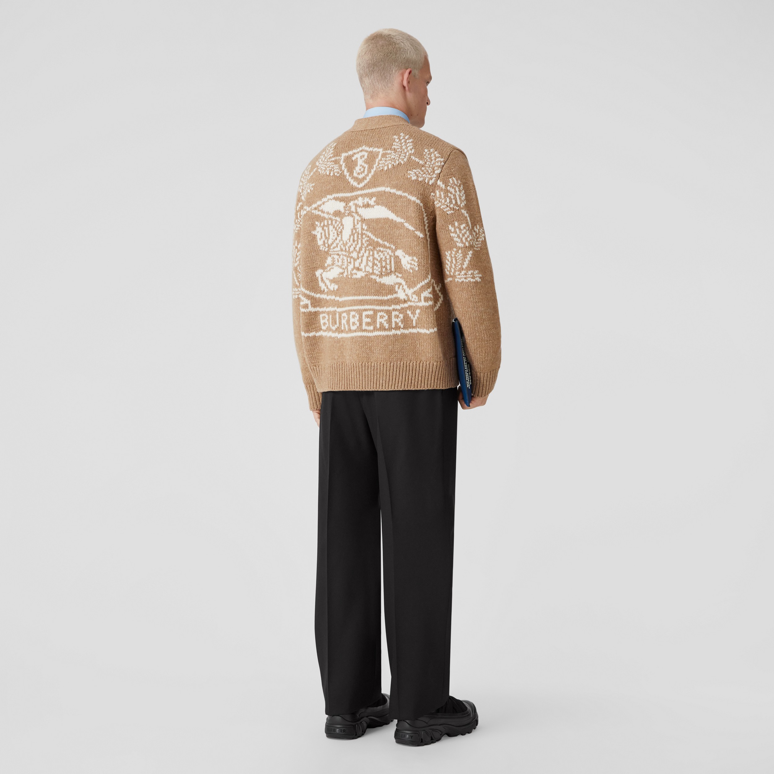 EKD Intarsia Wool Oversized Cardigan in Camel - Men | Burberry® Official - 1