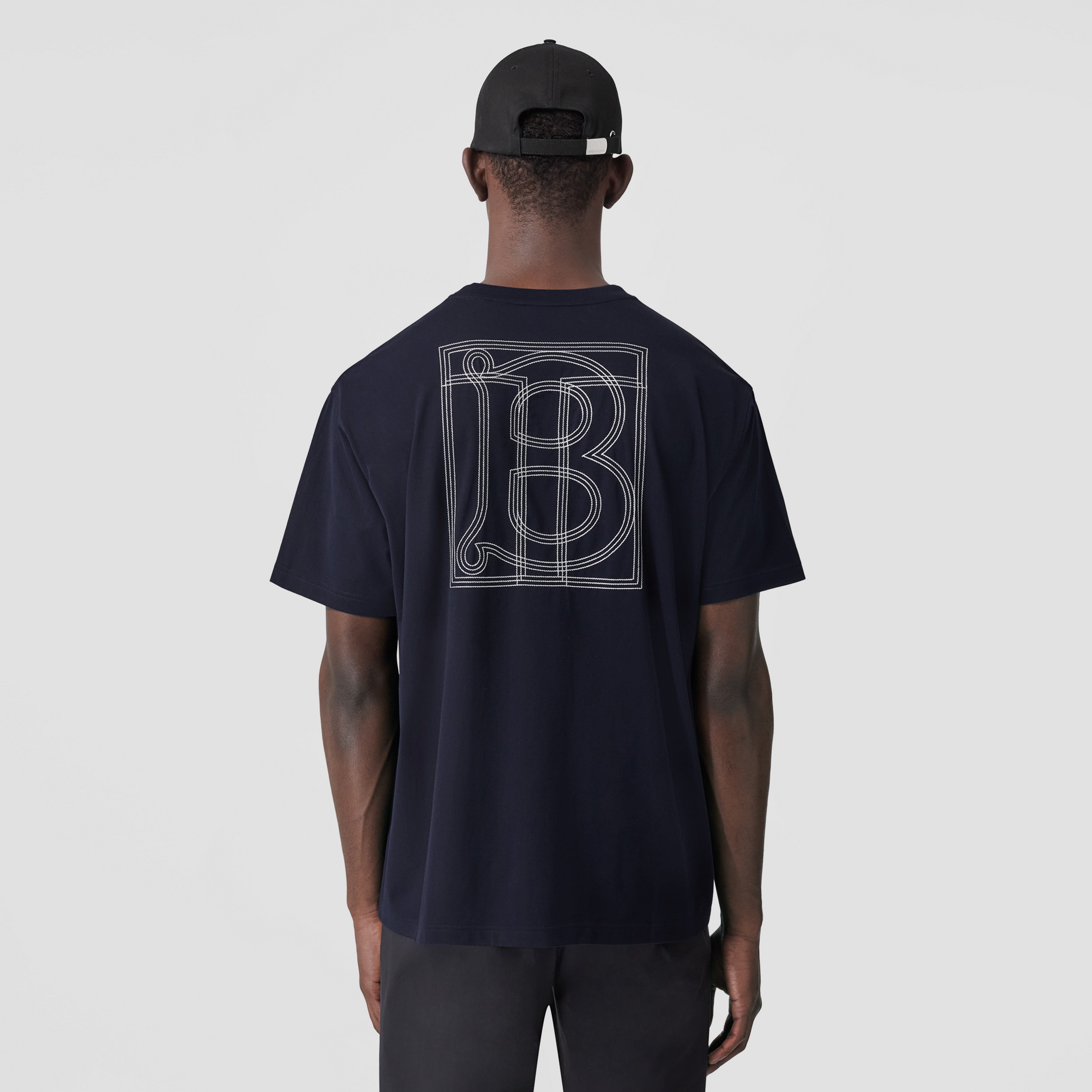 Baumwoll-T-Shirt in Oversize-Passform mit Monogrammmotiv (Kohleblau) - Herren | Burberry® - 3