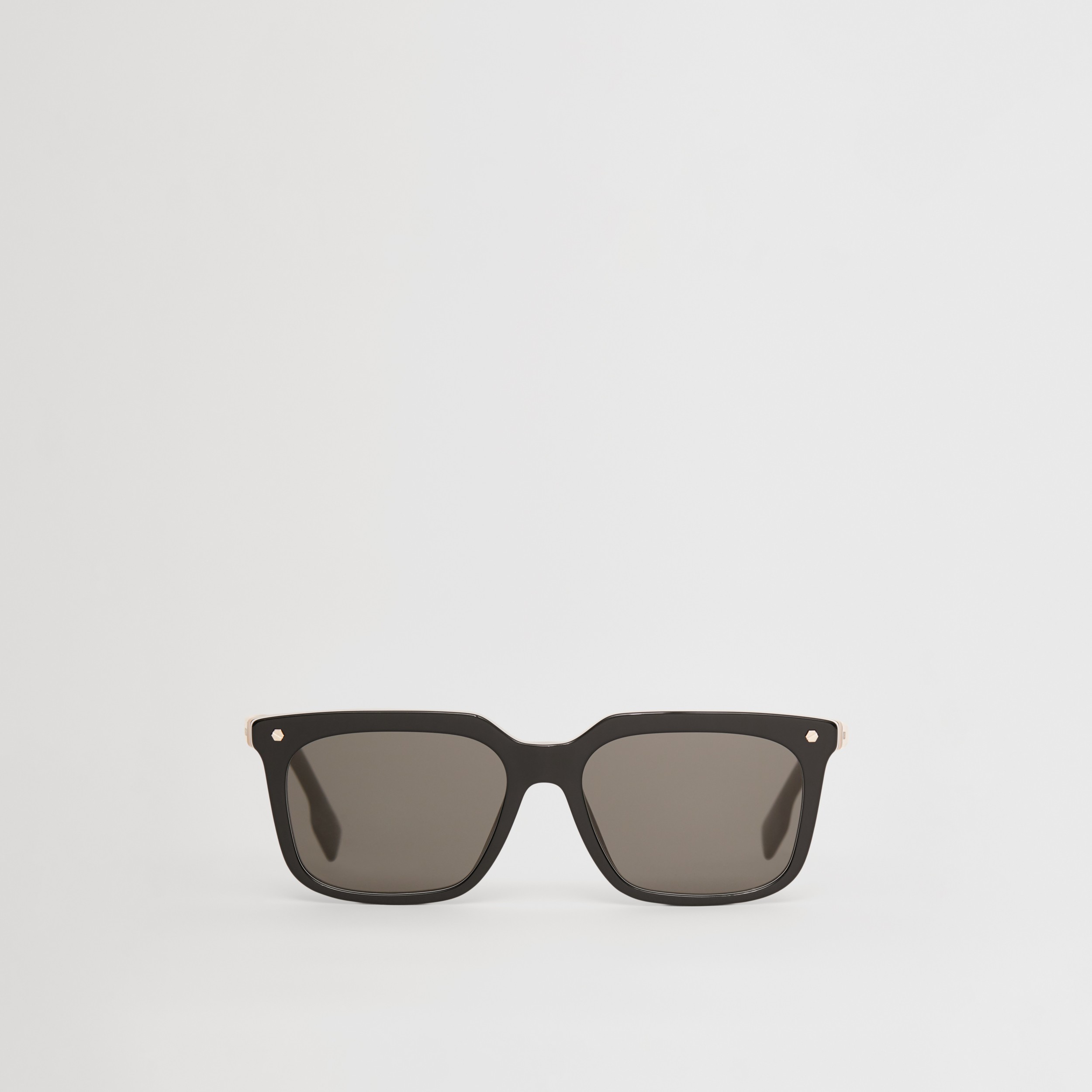 Stripe Detail Square Frame Sunglasses in Black - Men | Burberry® Official