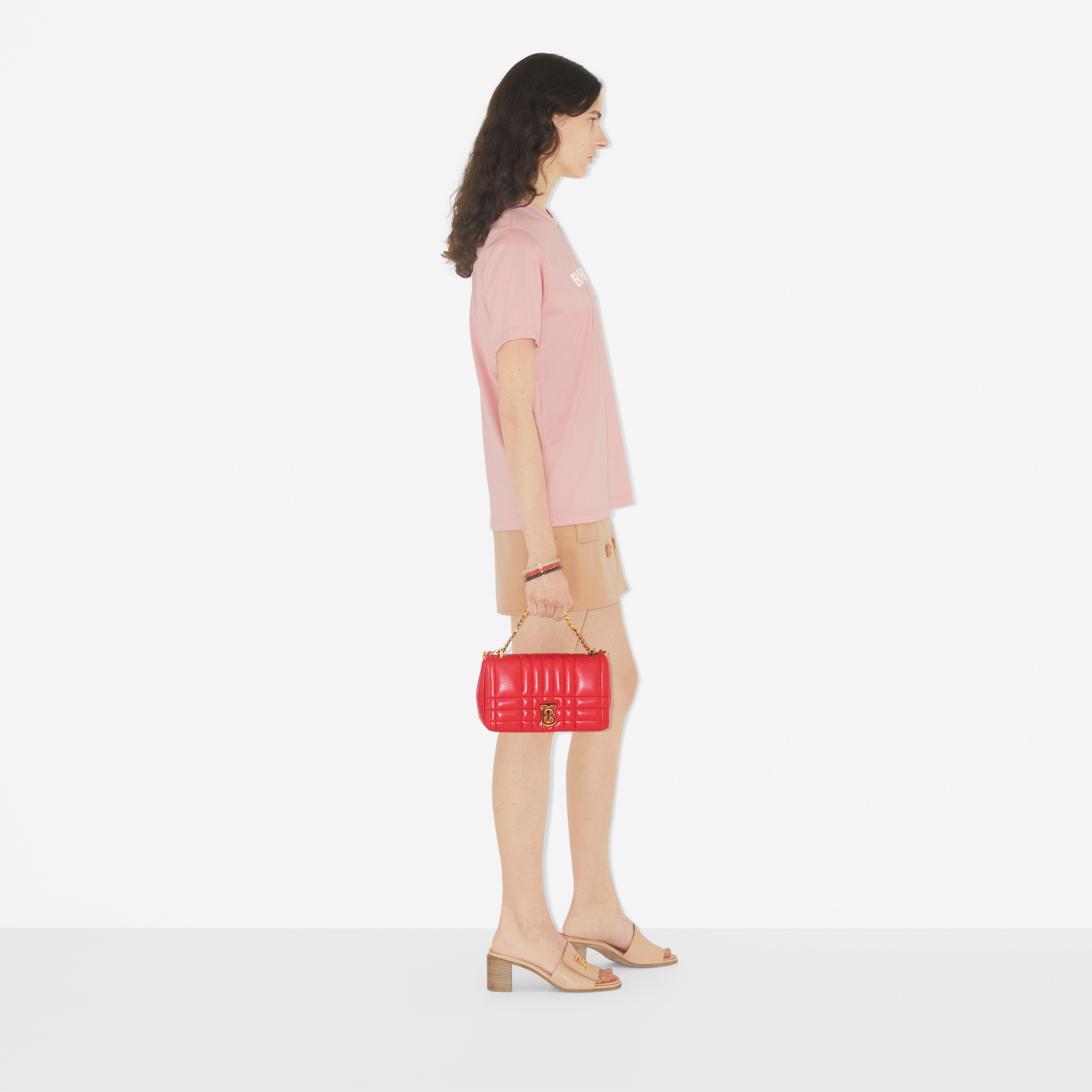 Logo Print Cotton T-shirt in Sorbet Pink - Women | Burberry® Official - 3